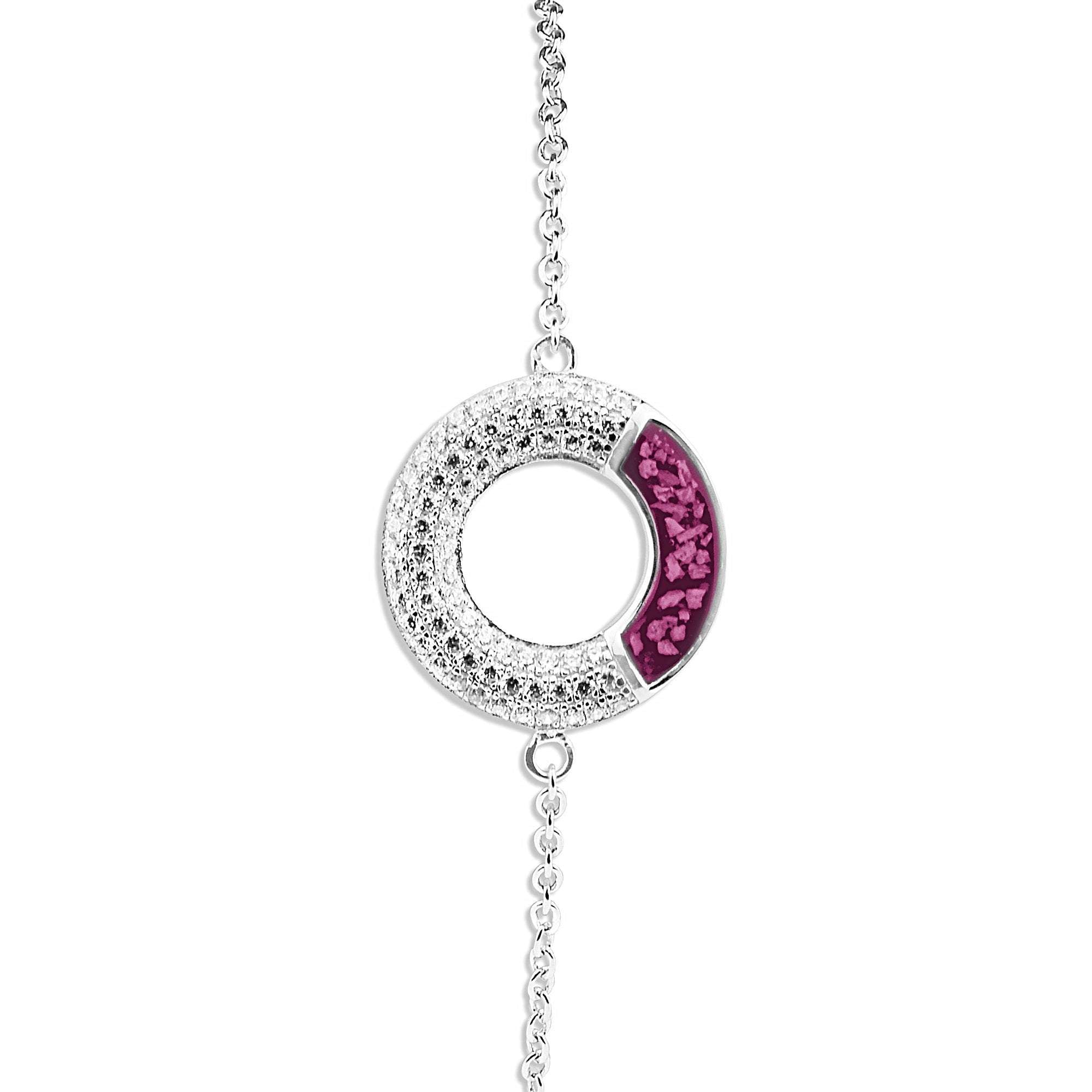 EverWith Ladies Eternal Memorial Ashes Bracelet with Fine Crystals - Sterling Silver - Violet