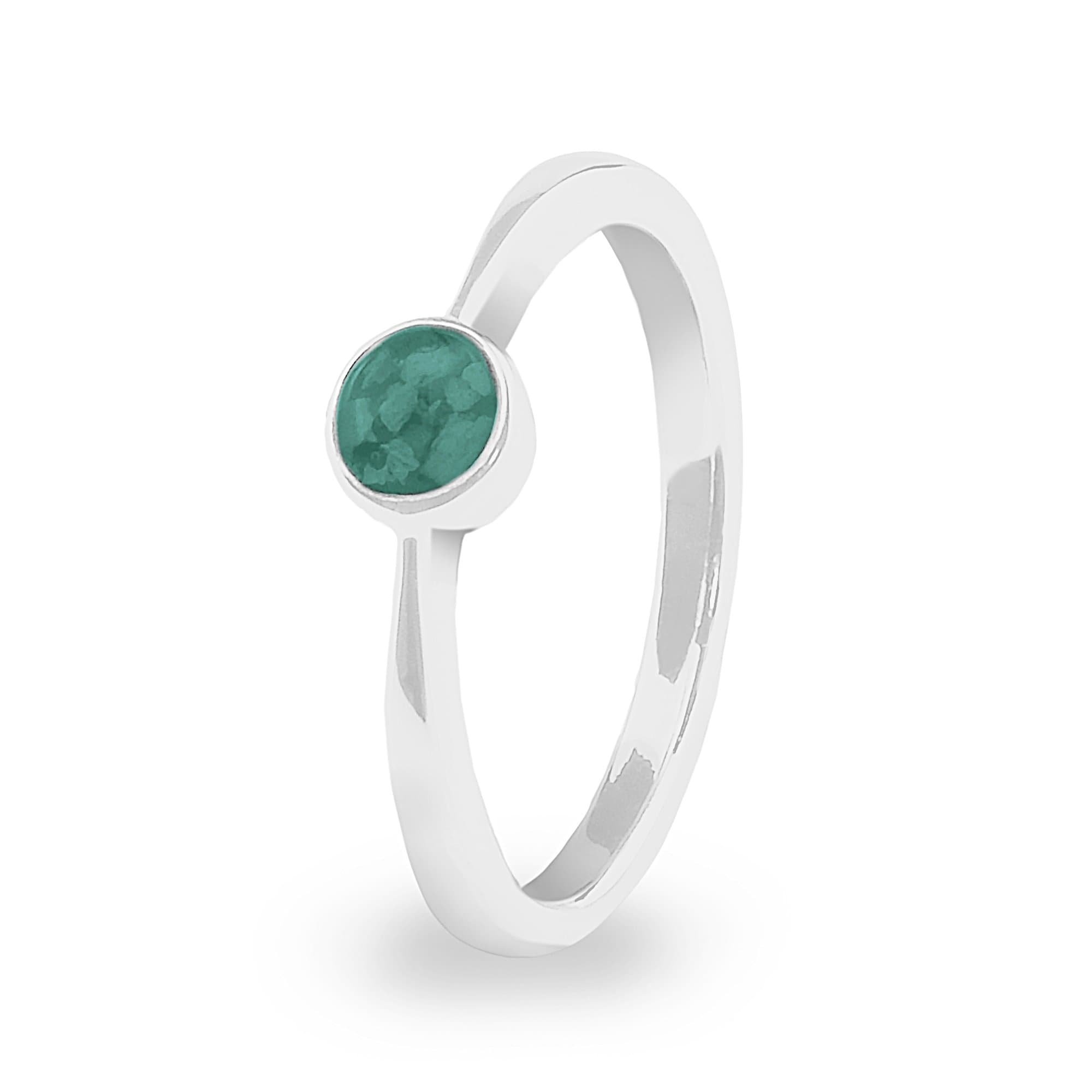 EverWith Ladies Bijou Memorial Ashes Ring - 9k White Gold - Aqua