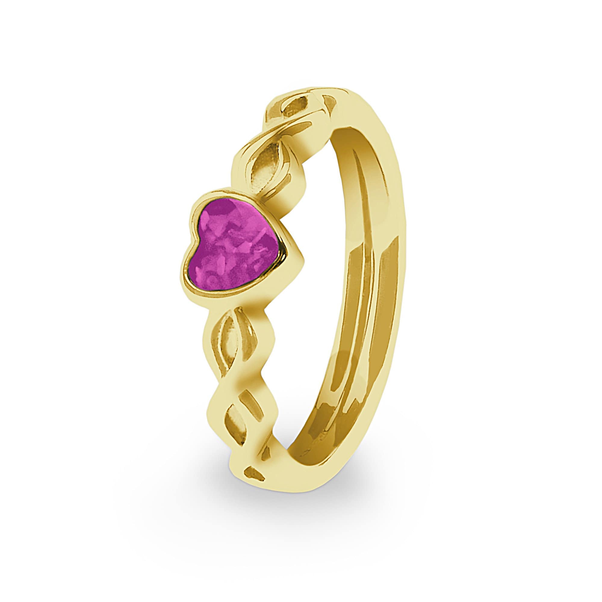 EverWith Ladies Beau Memorial Ashes Ring - 9k Yellow Gold - Pink