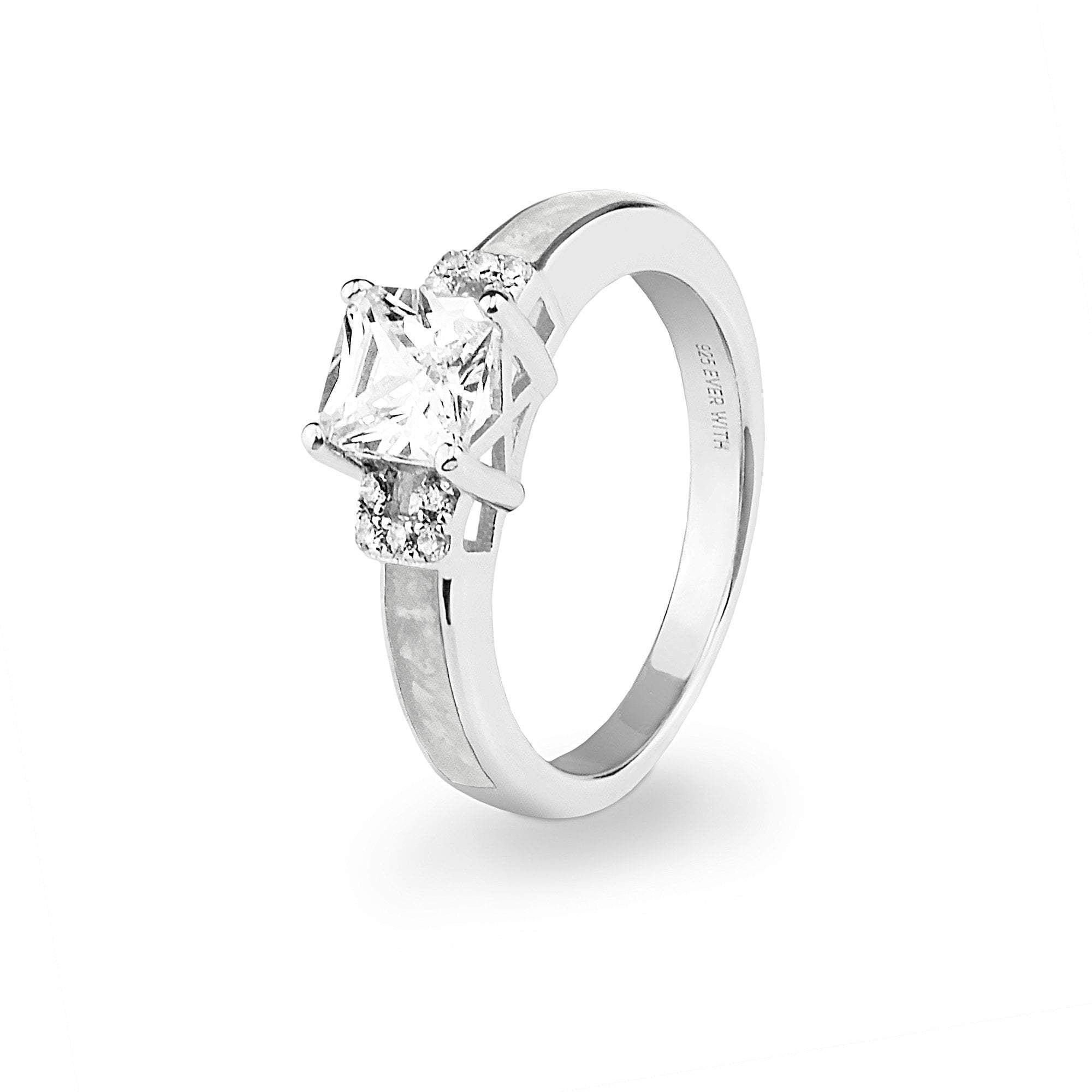 EverWith Ladies Honour Memorial Ashes Ring with Fine Crystals - 9k White Gold - White