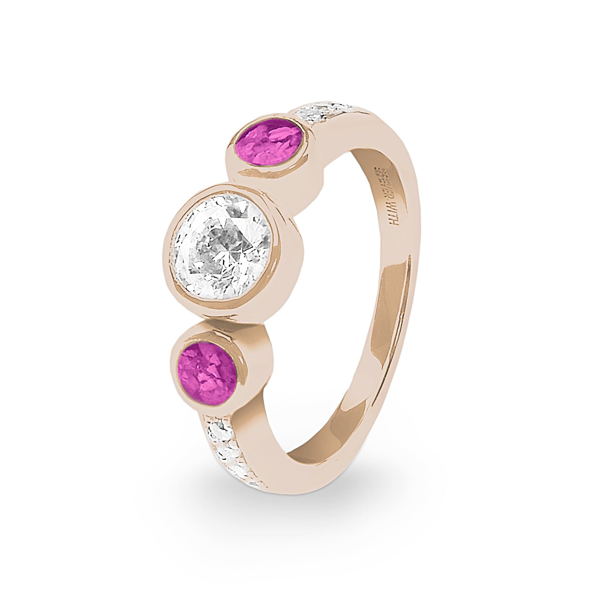 EverWith Ladies Jewel Memorial Ashes Ring with Fine Crystal - 9k Rose Gold - Pink