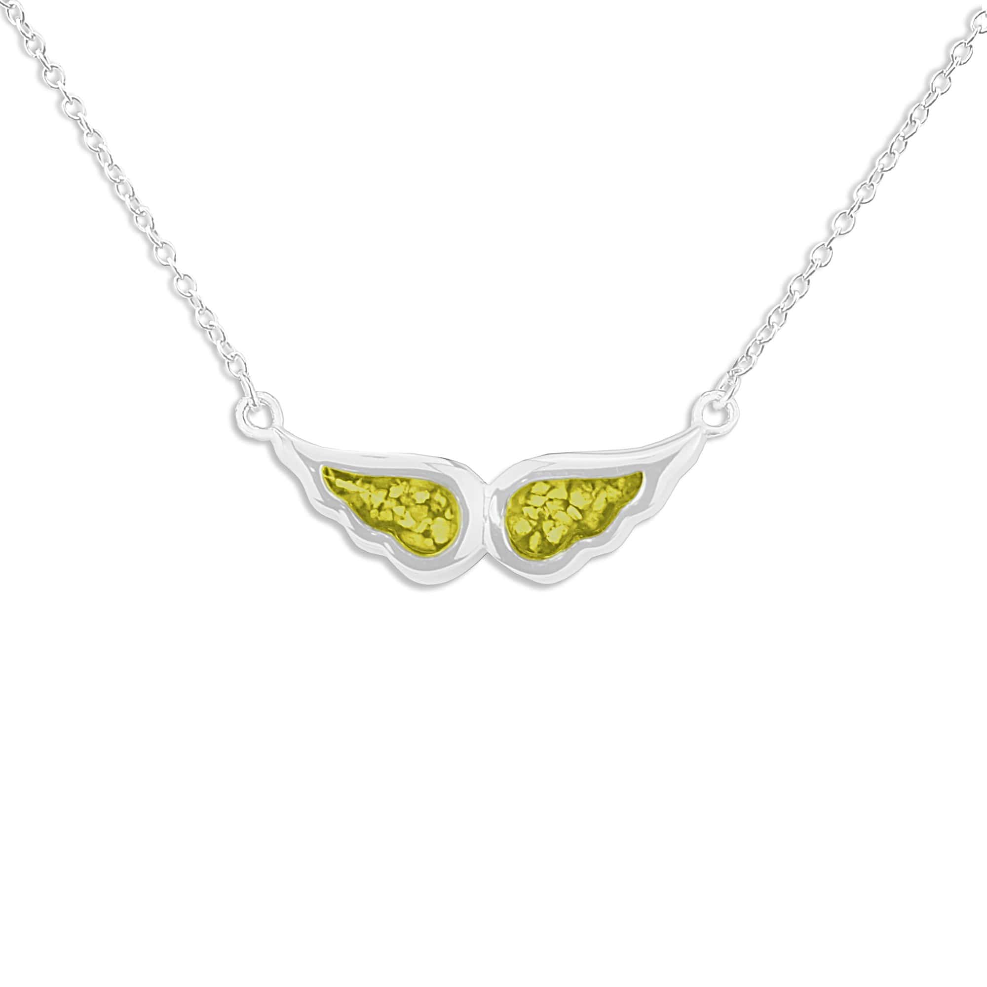 EverWith Ladies Angel Wings Memorial Ashes Necklace - Sterling Silver - Yellow