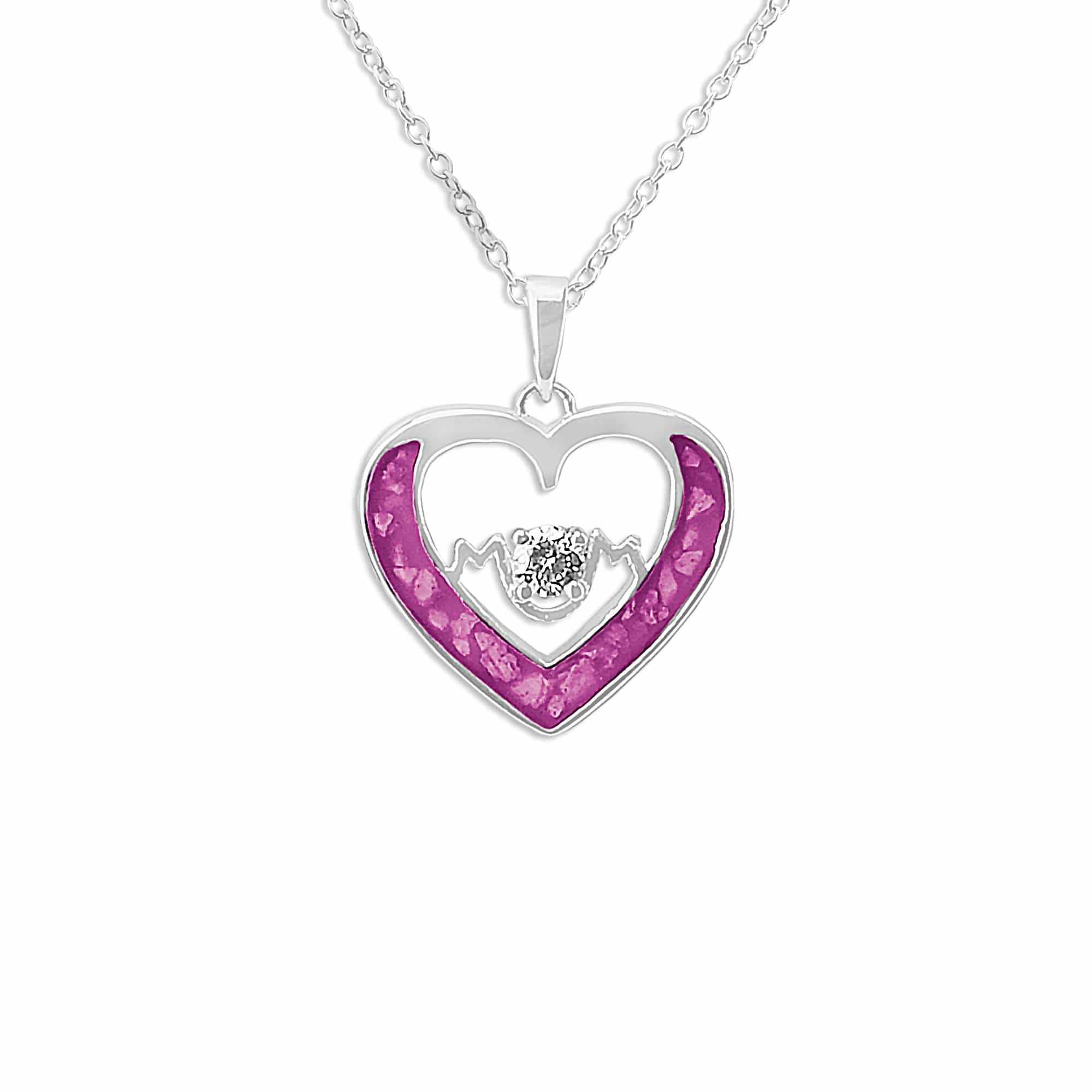 EverWith Ladies Mum Memorial Ashes Pendant with Fine Crystal - Sterling Silver - Pink