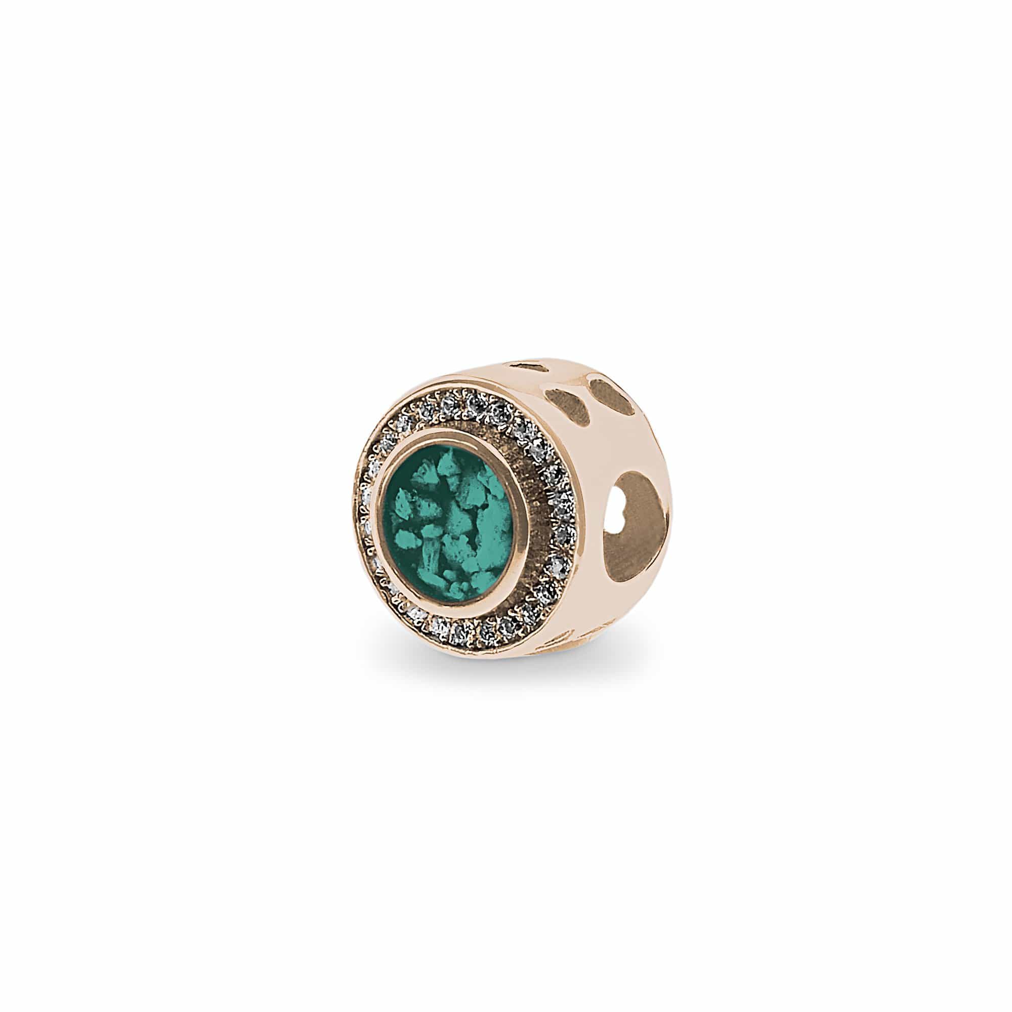 EverWith Admire Memorial Ashes Charm Bead with Fine Crystals - 9k Rose Gold - Aqua