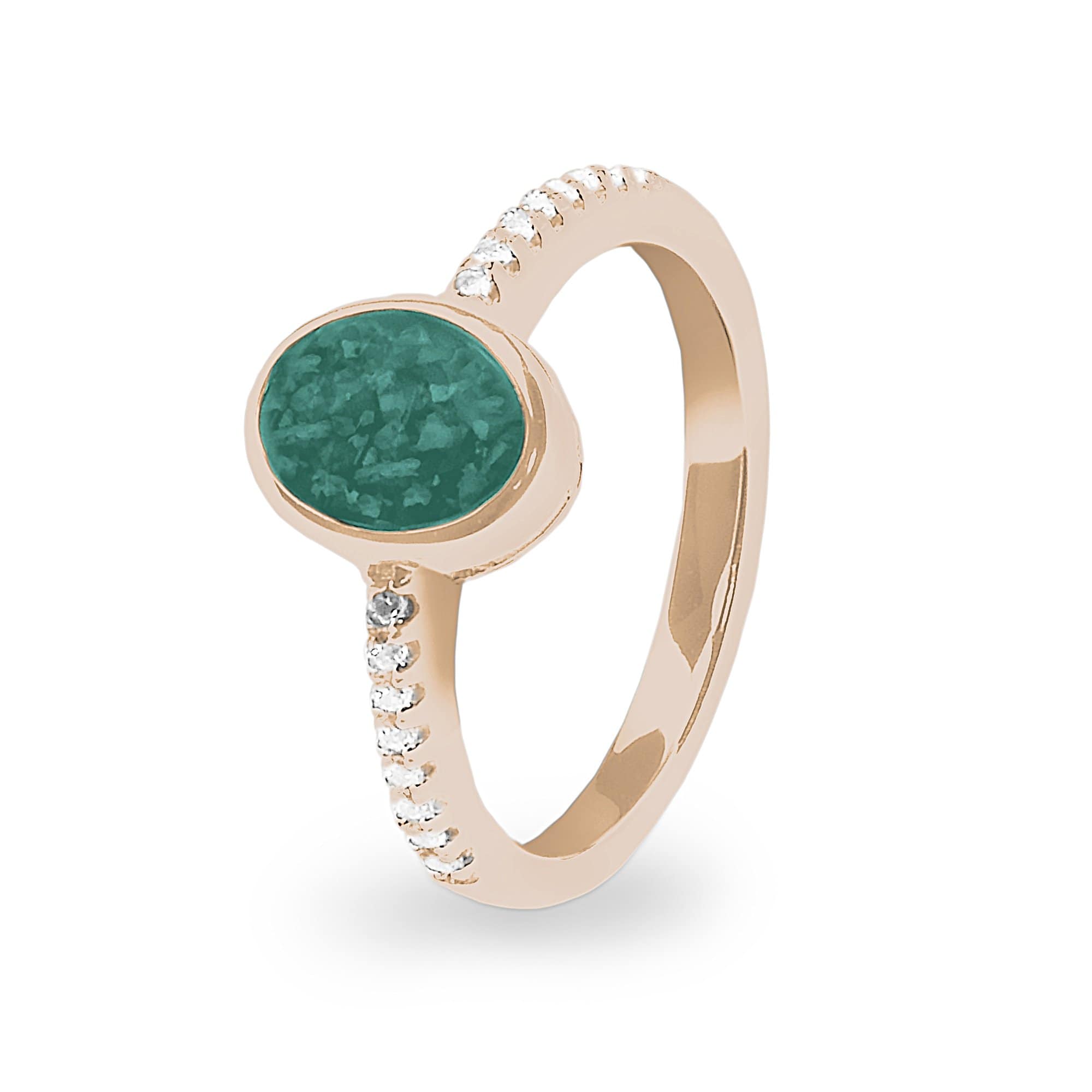 EverWith Ladies Guard Memorial Ashes Ring - 9k Rose Gold - Aqua