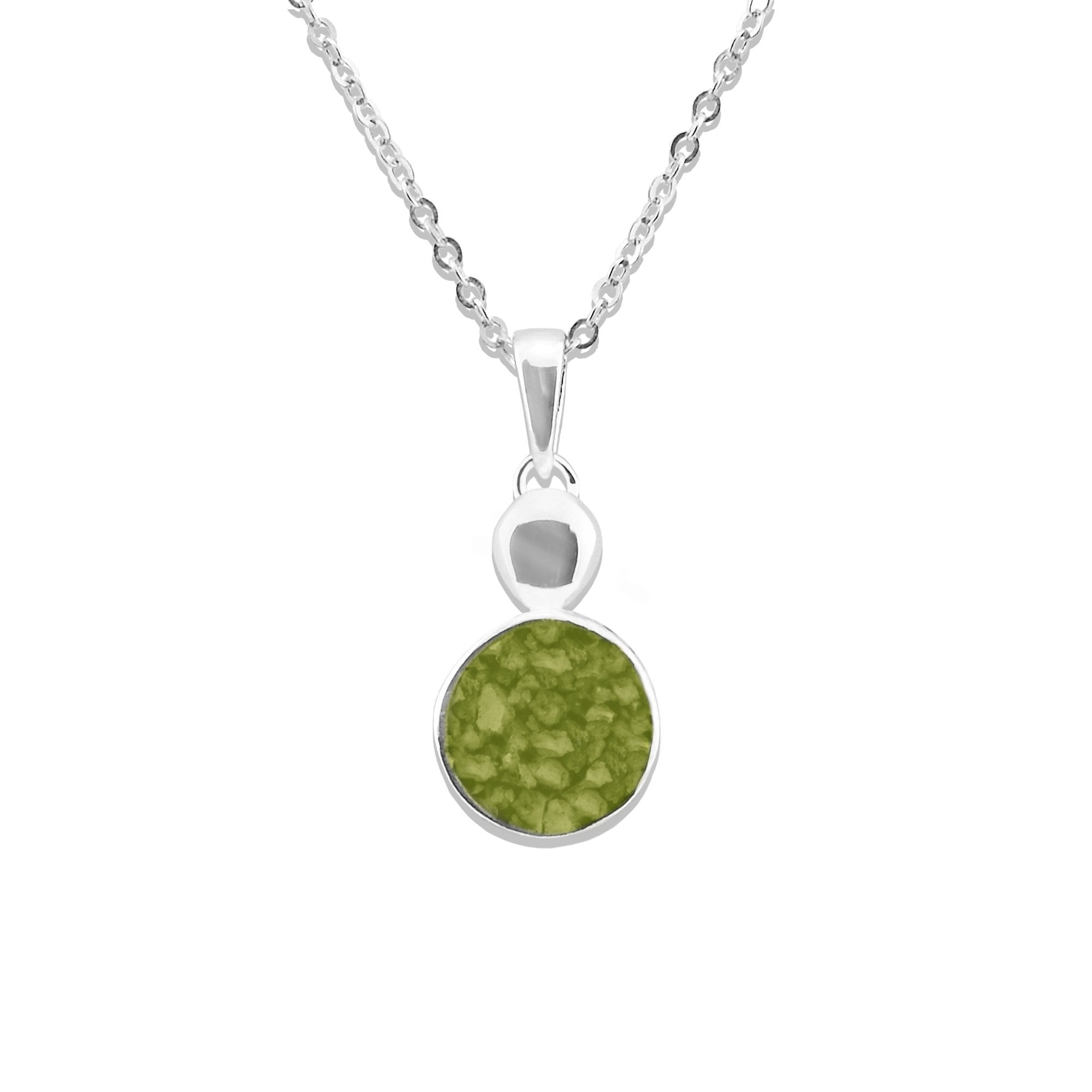 EverWith Ladies Delicate Drop Memorial Ashes Pendant - Sterling Silver - Green