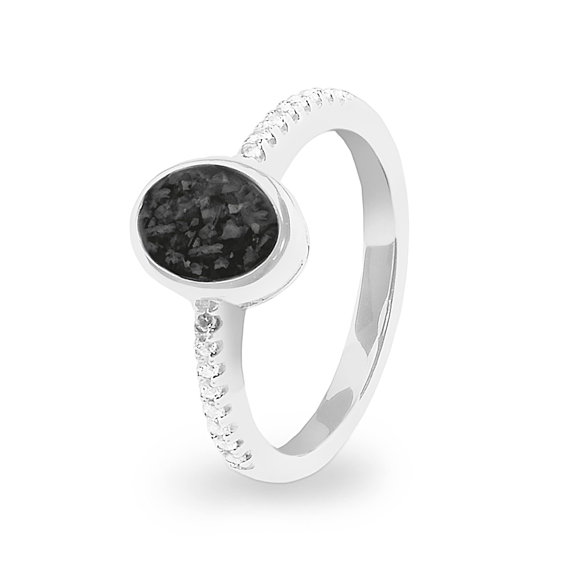 EverWith Ladies Guard Memorial Ashes Ring - 9k White Gold - Black