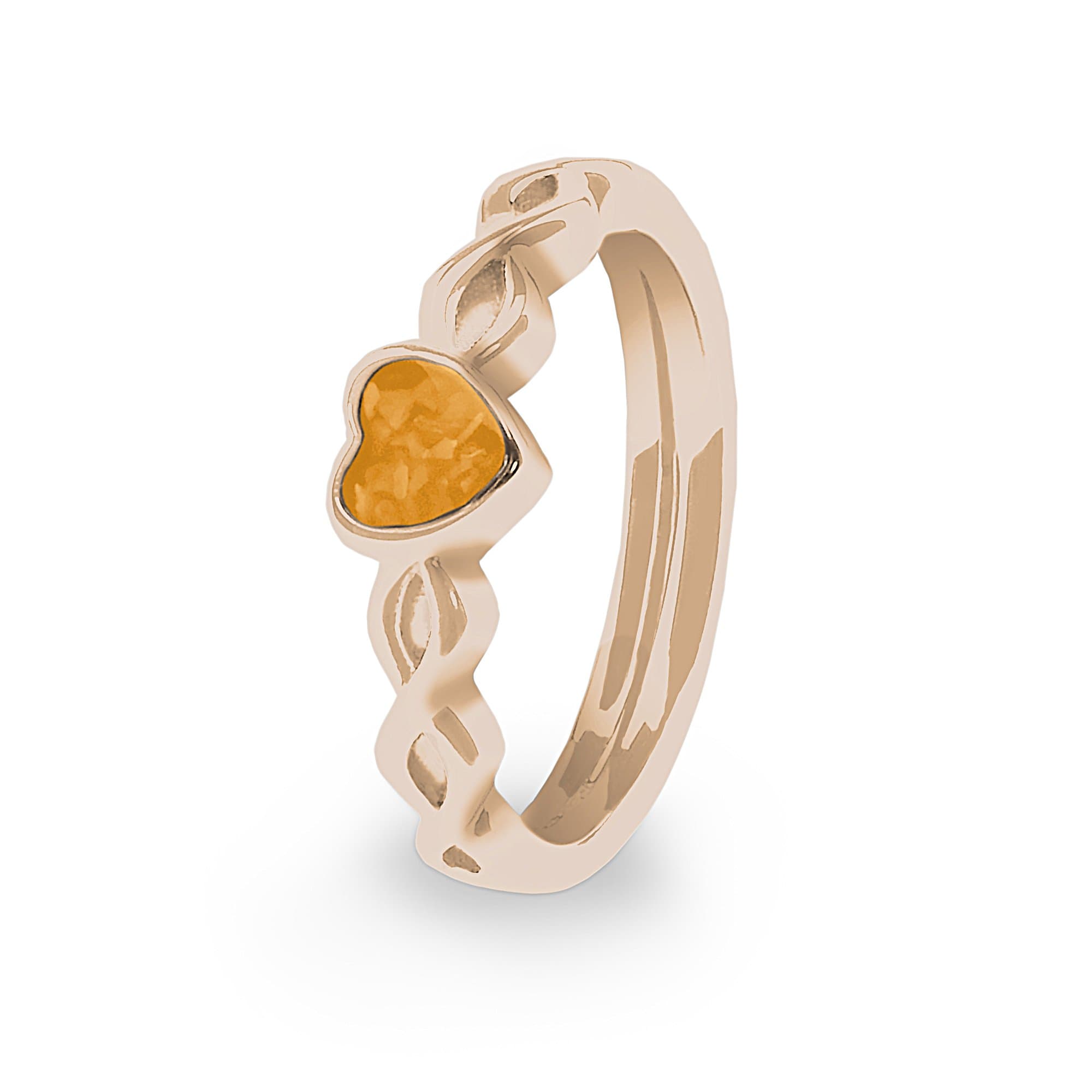 EverWith Ladies Beau Memorial Ashes Ring - 9k Rose Gold - Orange
