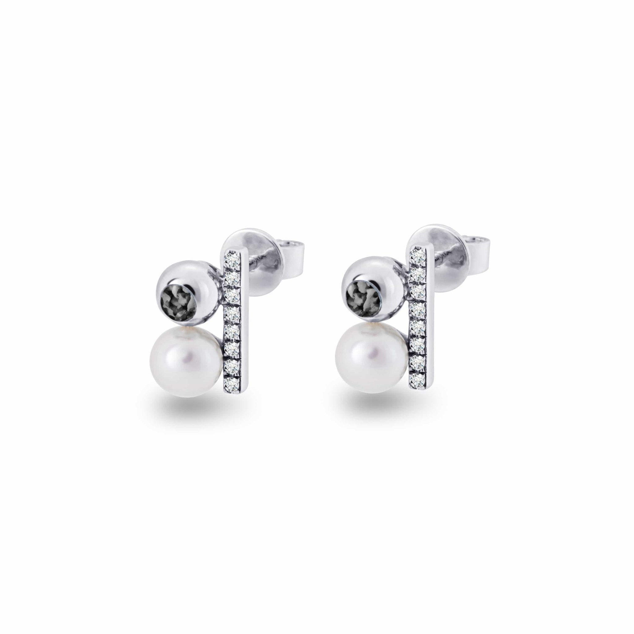 EverWith Ladies Rondure Opulence Memorial Ashes Earrings - Sterling Silver - Black