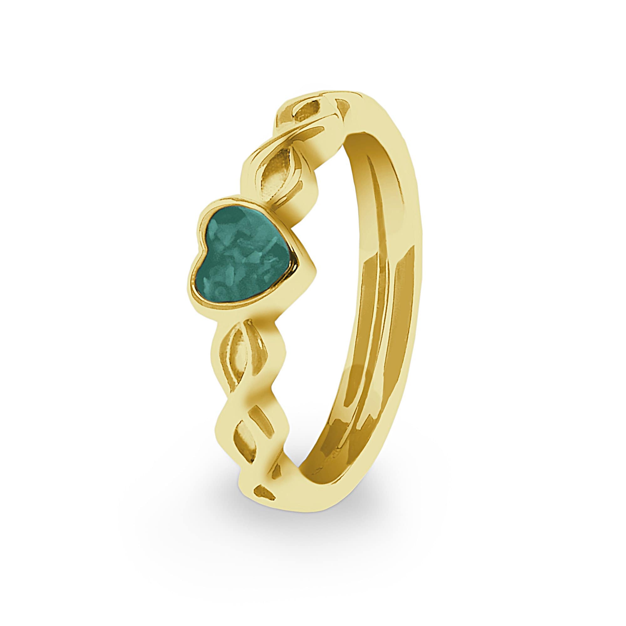 EverWith Ladies Beau Memorial Ashes Ring - 9k Yellow Gold - Aqua