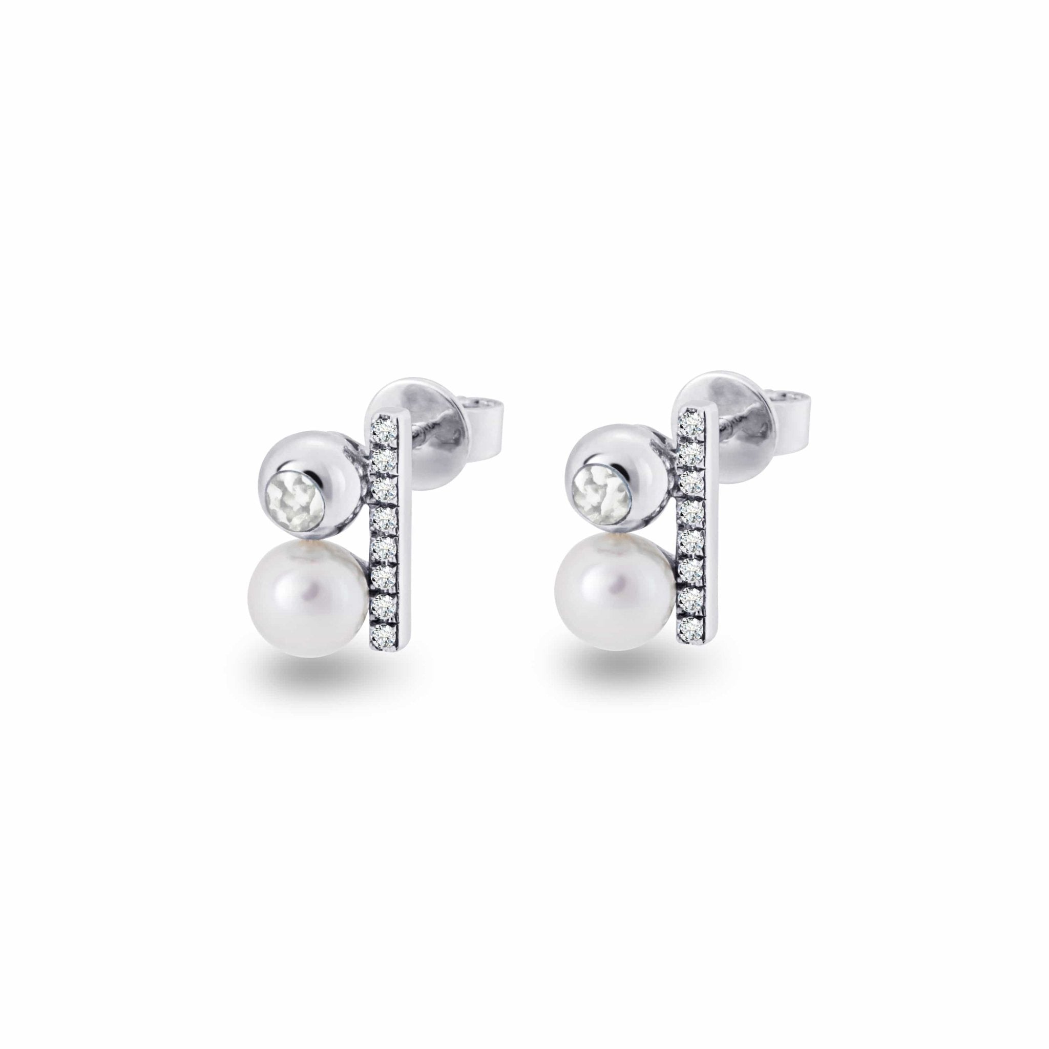EverWith Ladies Rondure Opulence Memorial Ashes Earrings - Sterling Silver - White