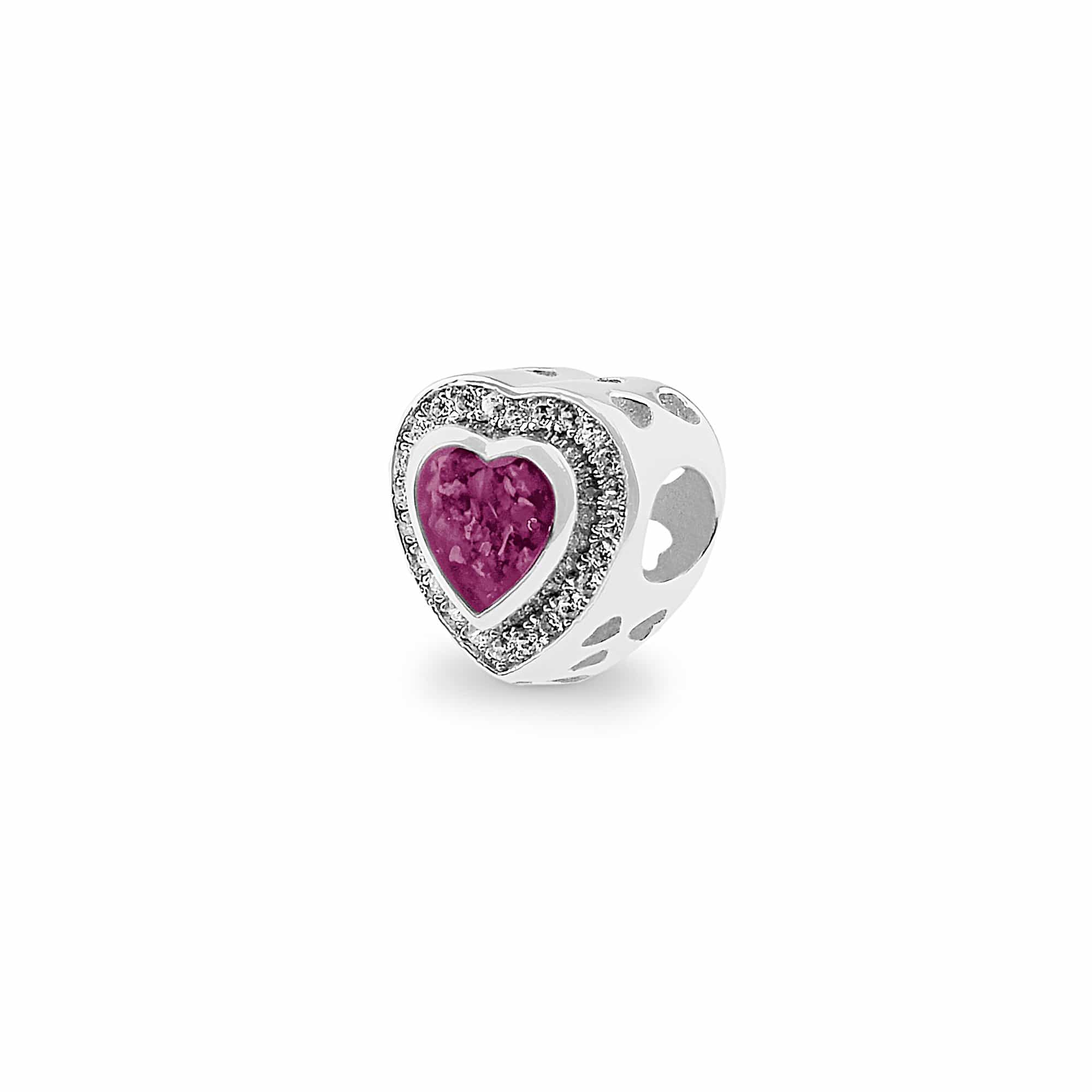 EverWith Comfort Memorial Ashes Charm Bead with Fine Crystals - Sterling Silver - Violet