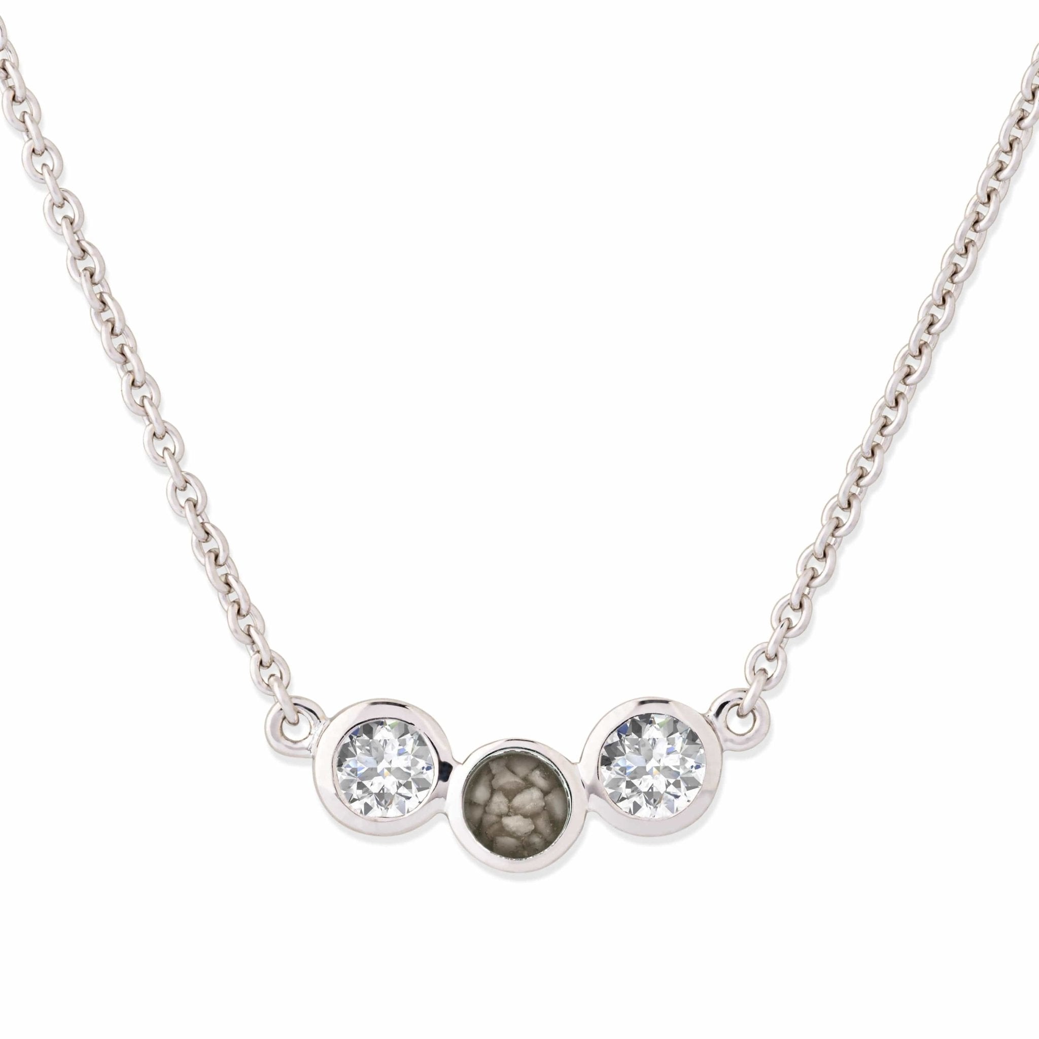 EverWith Ladies Three Of Us Memorial Ashes Necklace - Sterling Silver - Transparent