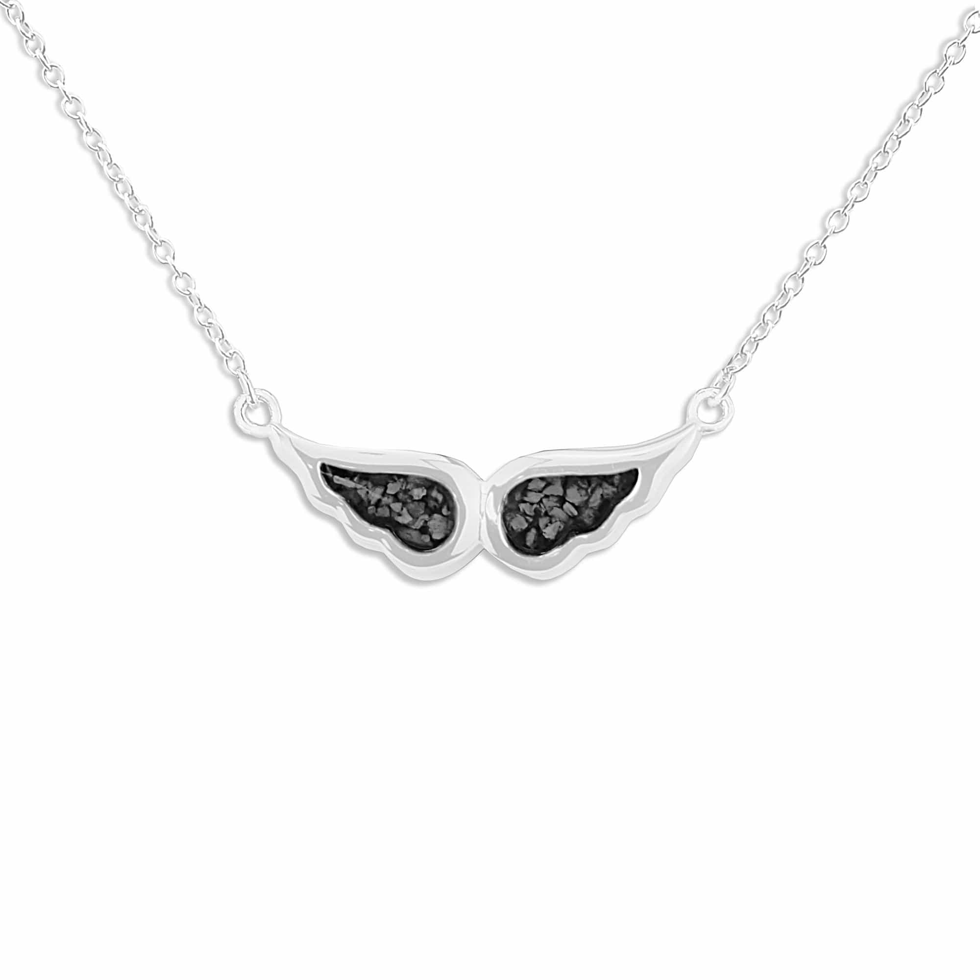 EverWith Ladies Angel Wings Memorial Ashes Necklace - Sterling Silver - Black