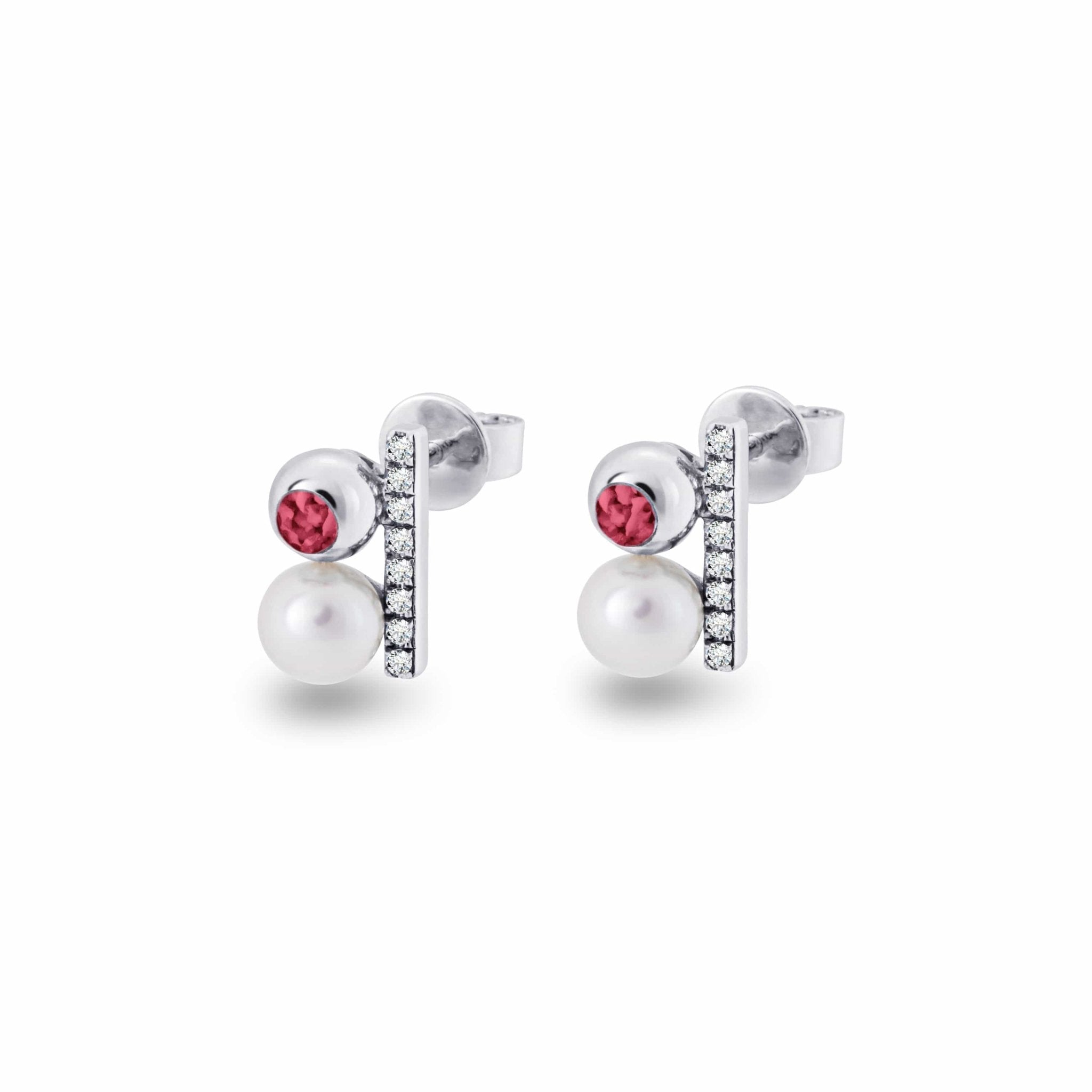 EverWith Ladies Rondure Opulence Memorial Ashes Earrings - Sterling Silver - Red