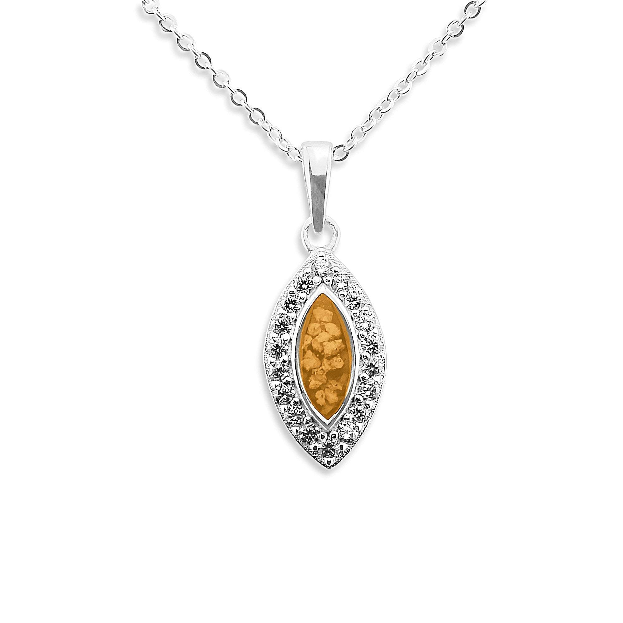 EverWith Ladies Marquise Memorial Ashes Pendant with Fine Crystals - Sterling Silver - Orange