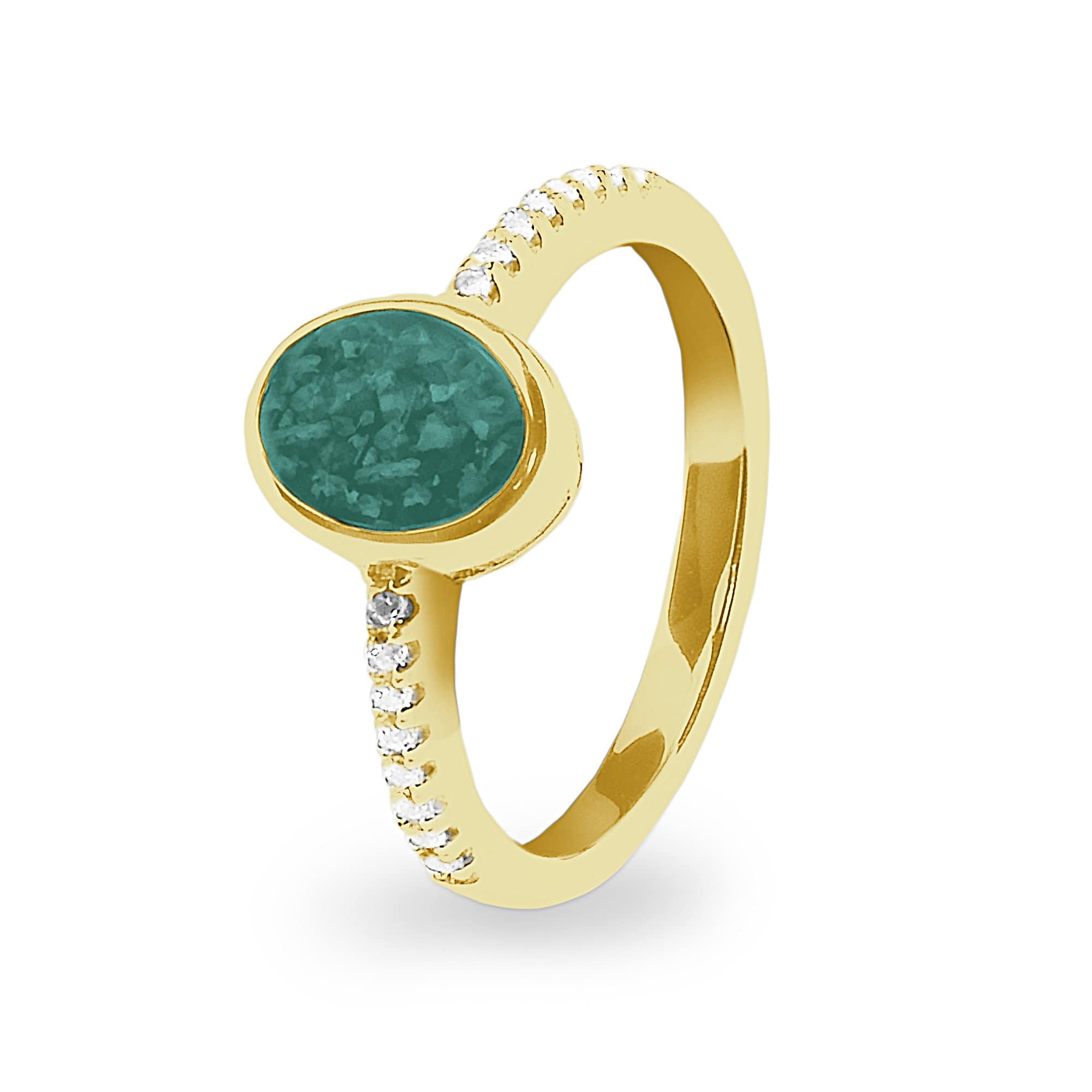 EverWith Ladies Guard Memorial Ashes Ring - 9k Yellow Gold - Aqua