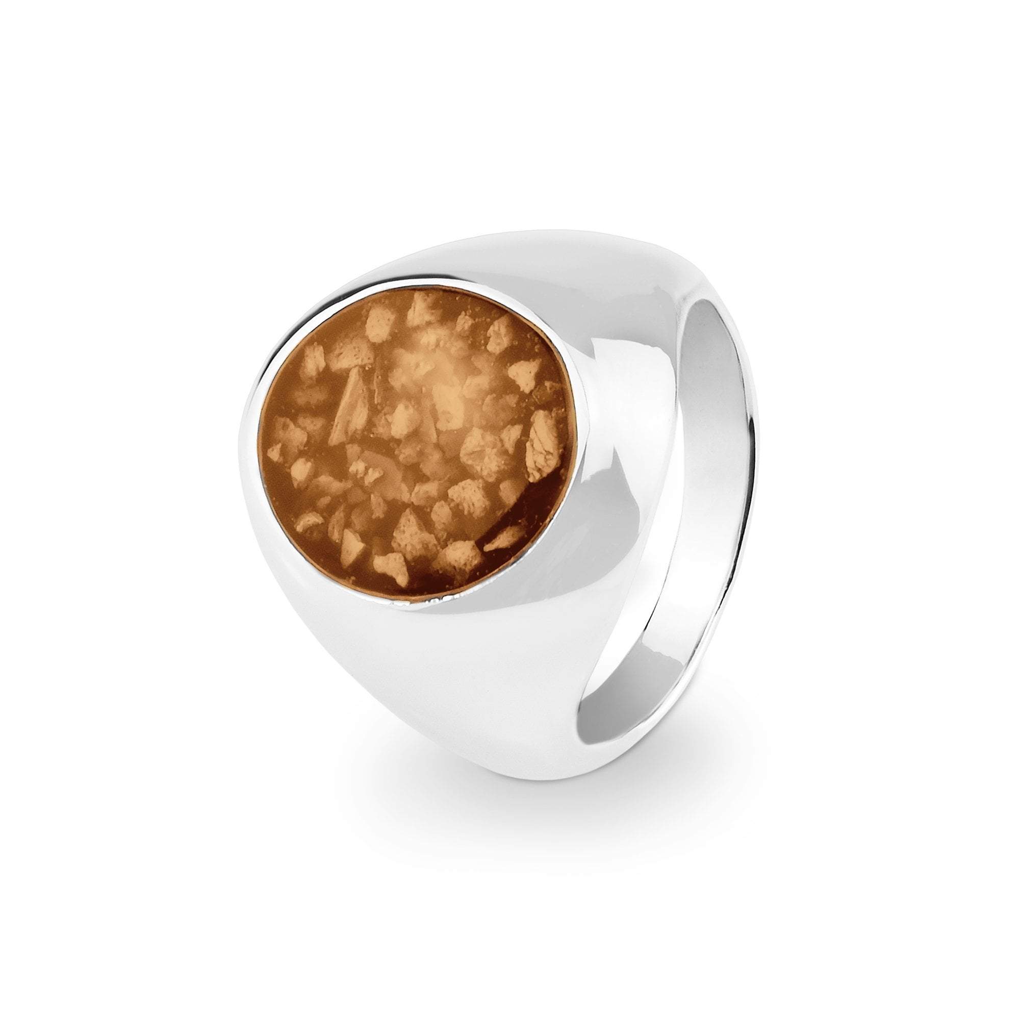 EverWith Gents Signet Memorial Ashes Ring - 9k White Gold - Orange