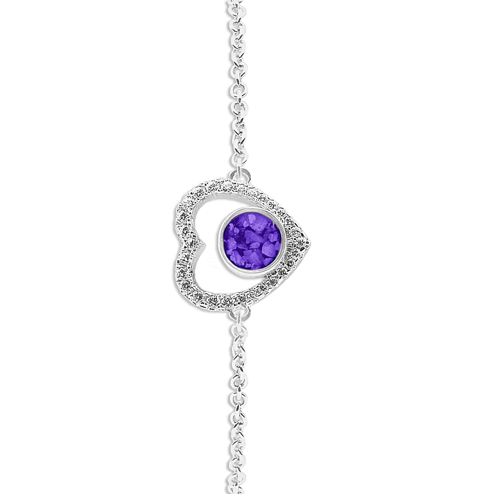 EverWith Ladies Forever Memorial Ashes Bracelet with Fine Crystals - Sterling Silver - Purple