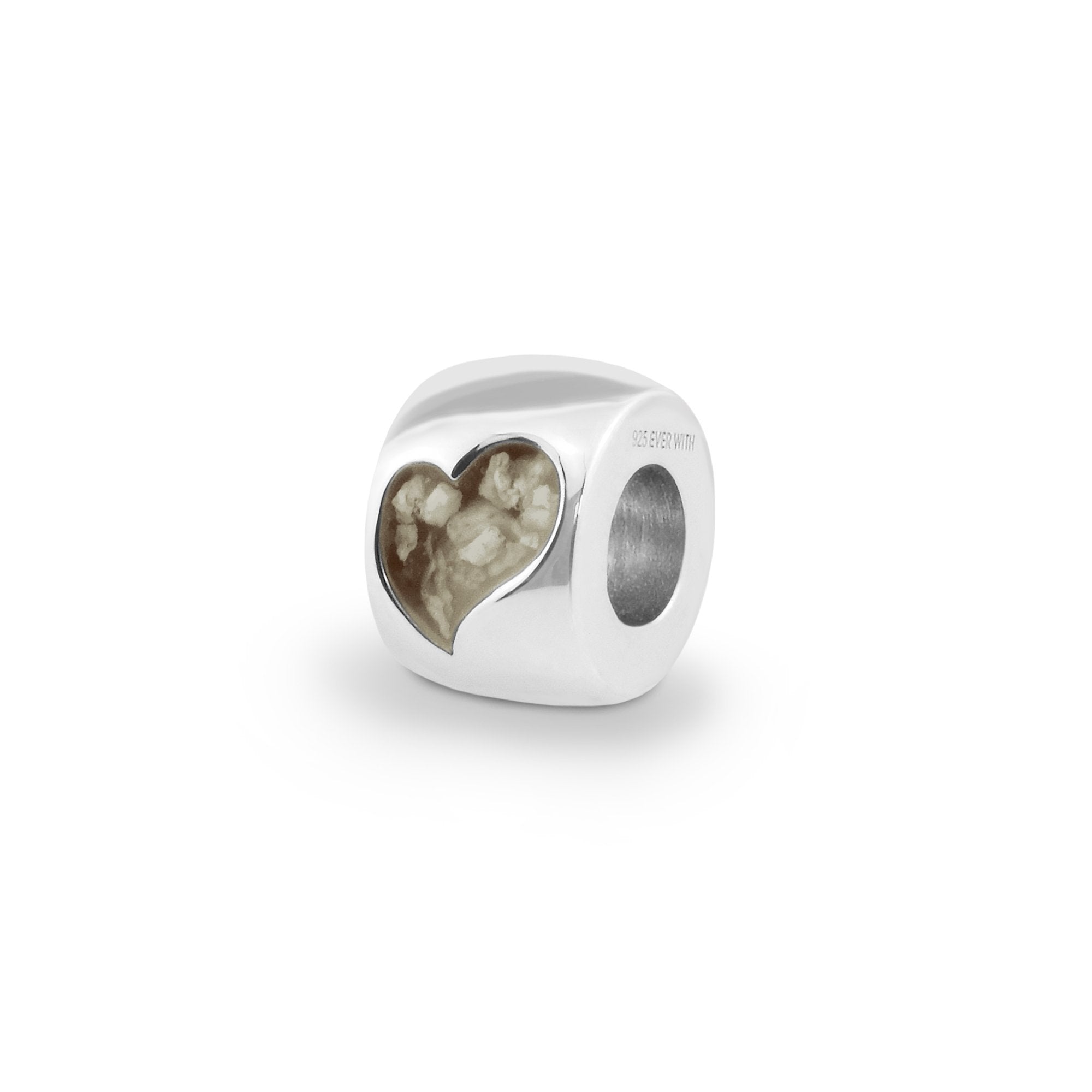 EverWith Cherish Memorial Ashes Charm Bead with Fine Crystals - Sterling Silver - Transparent
