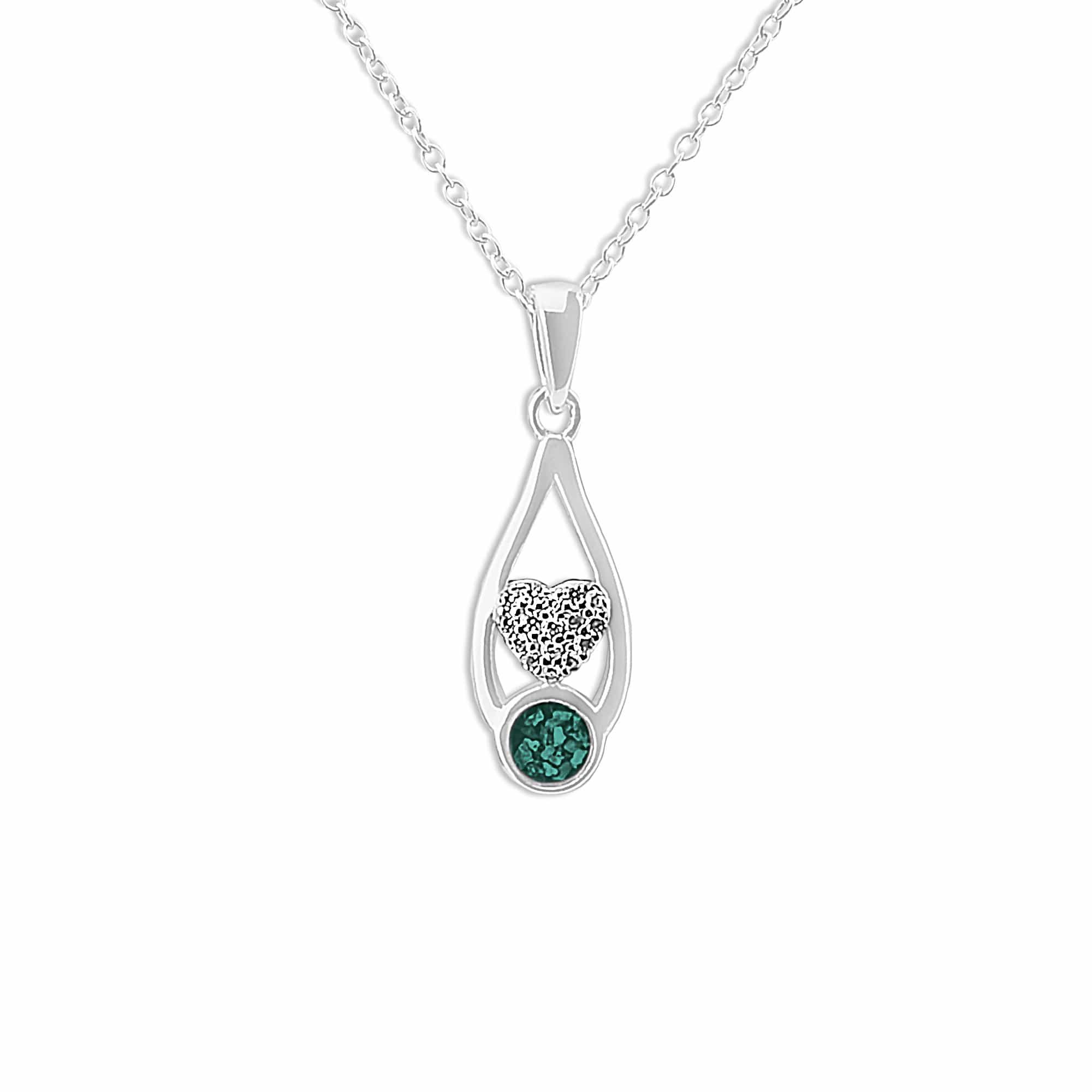 EverWith Ladies Protect Memorial Ashes Pendant with Fine Crystals - Sterling Silver - Aqua
