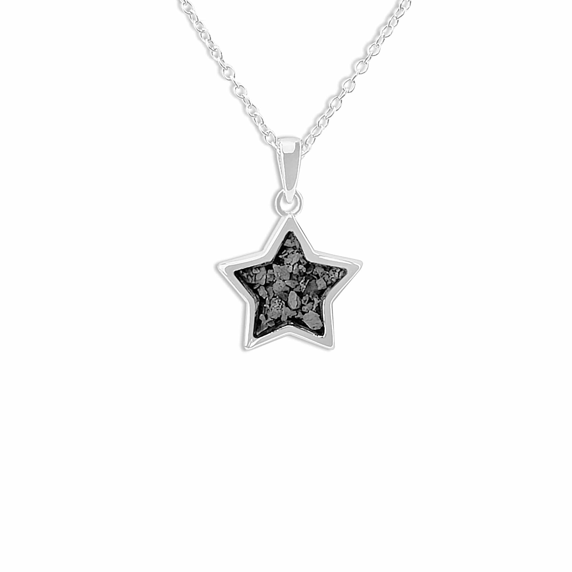EverWith Ladies Star Memorial Ashes Pendant - Sterling Silver - Black