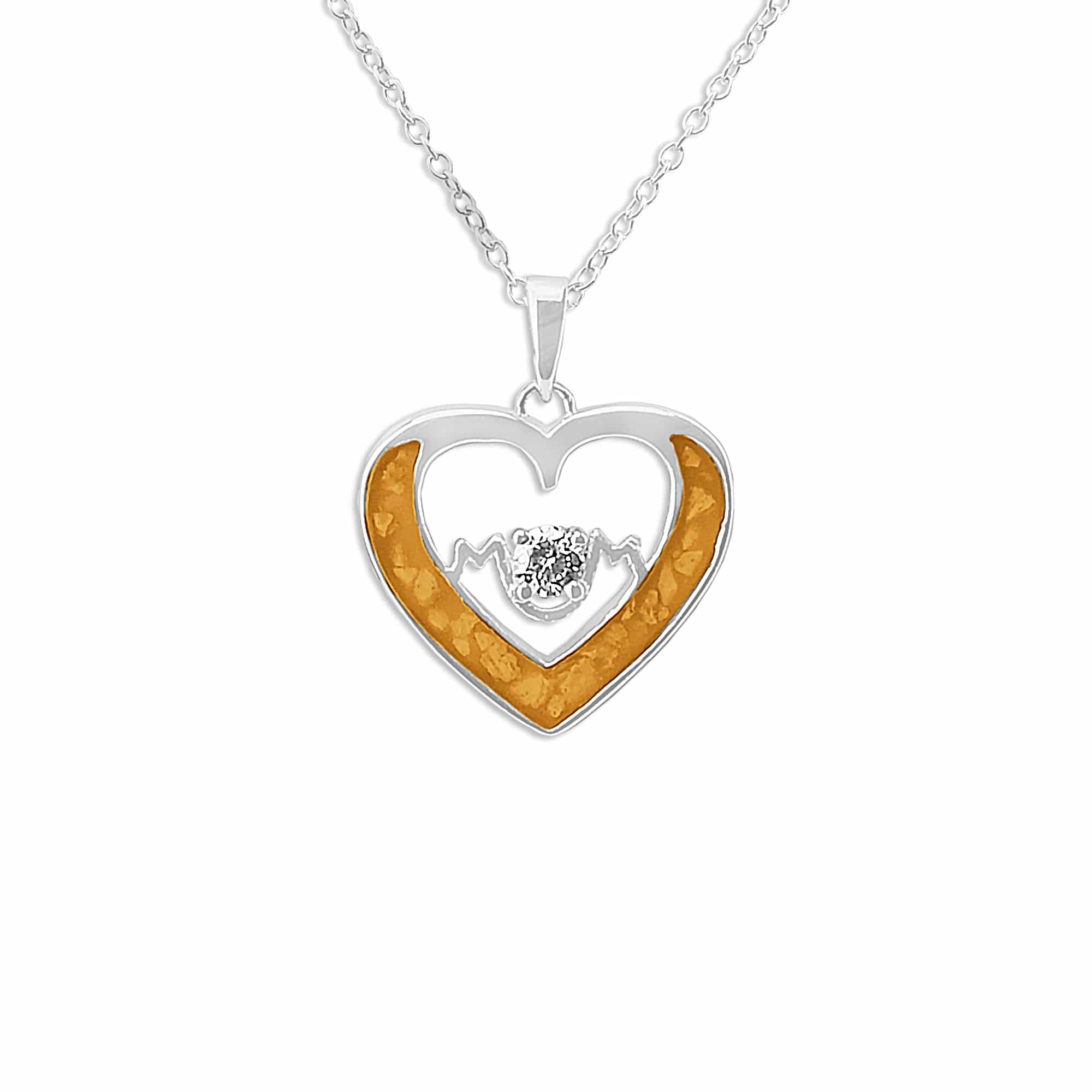EverWith Ladies Mum Memorial Ashes Pendant with Fine Crystal - Sterling Silver - Orange