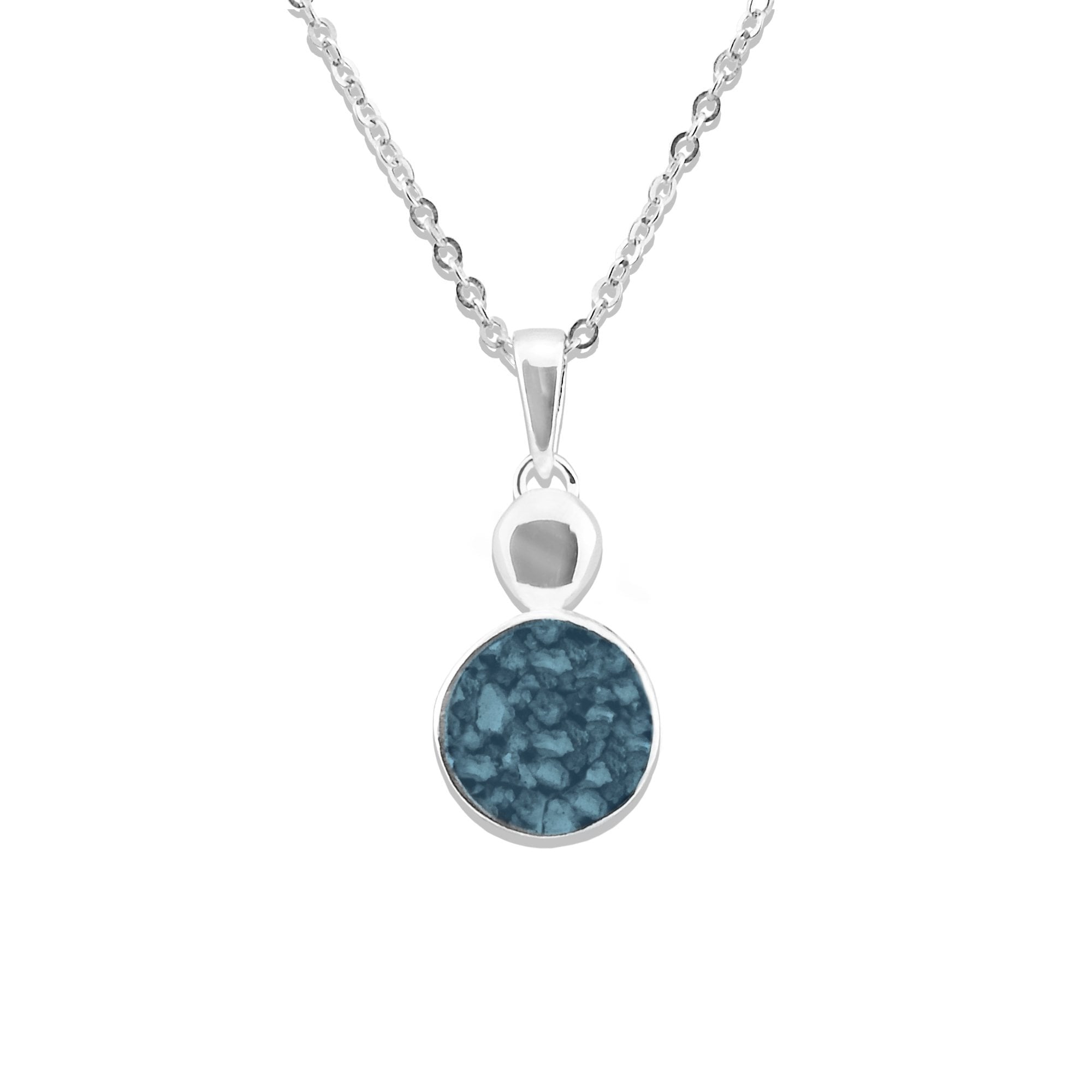 EverWith Ladies Delicate Drop Memorial Ashes Pendant - Sterling Silver - Blue