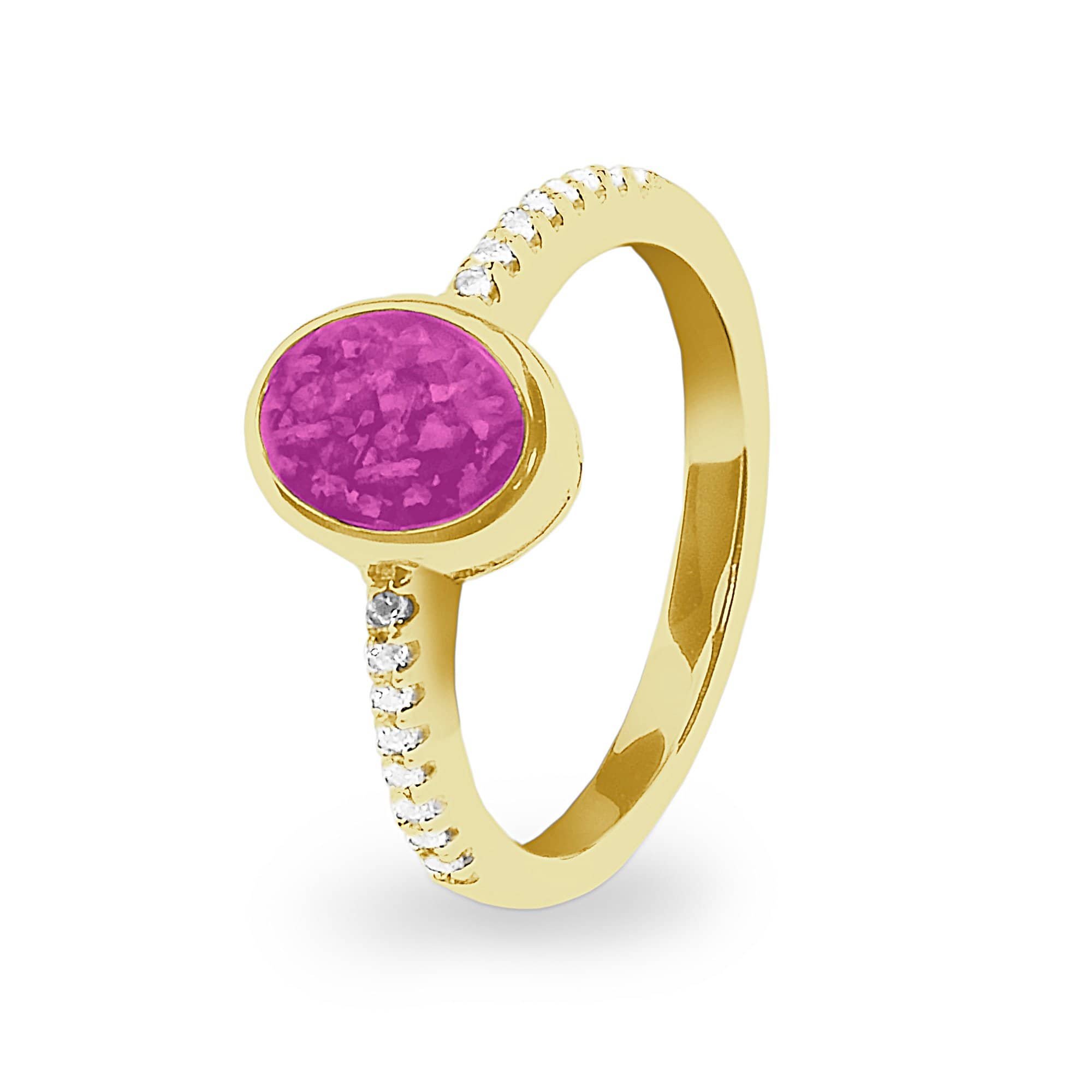 EverWith Ladies Guard Memorial Ashes Ring - 9k Yellow Gold - Pink