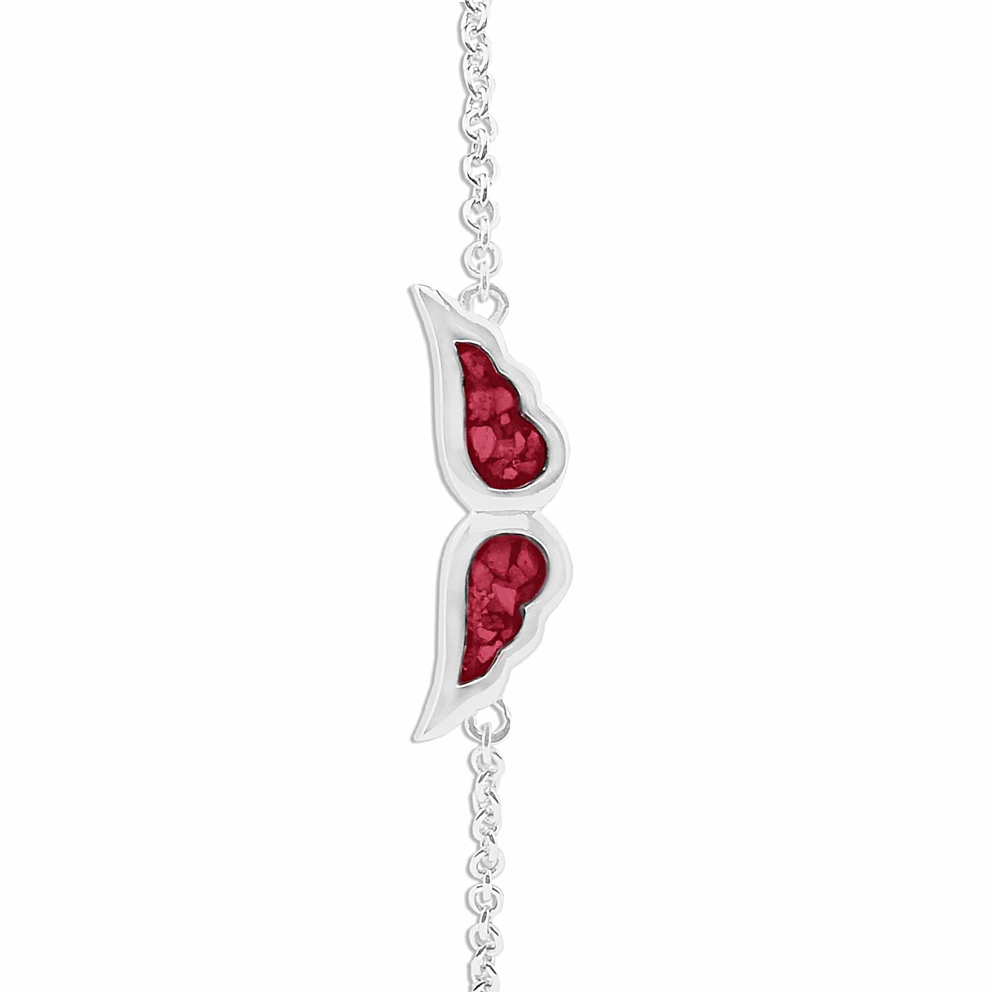EverWith Ladies Angel Wings Memorial Ashes Bracelet - Sterling Silver - Red