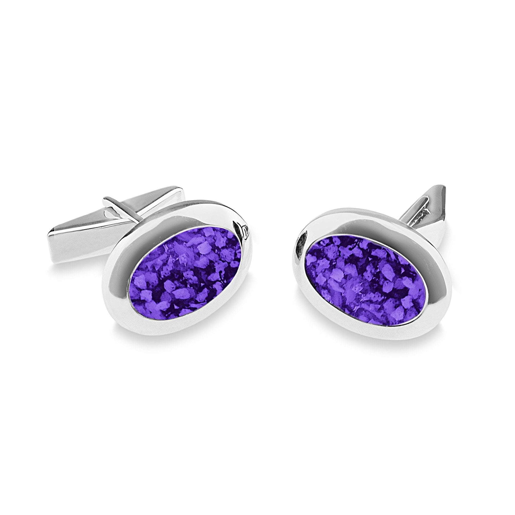 EverWith Gents Oval Memorial Ashes Cufflinks - Sterling Silver - Purple