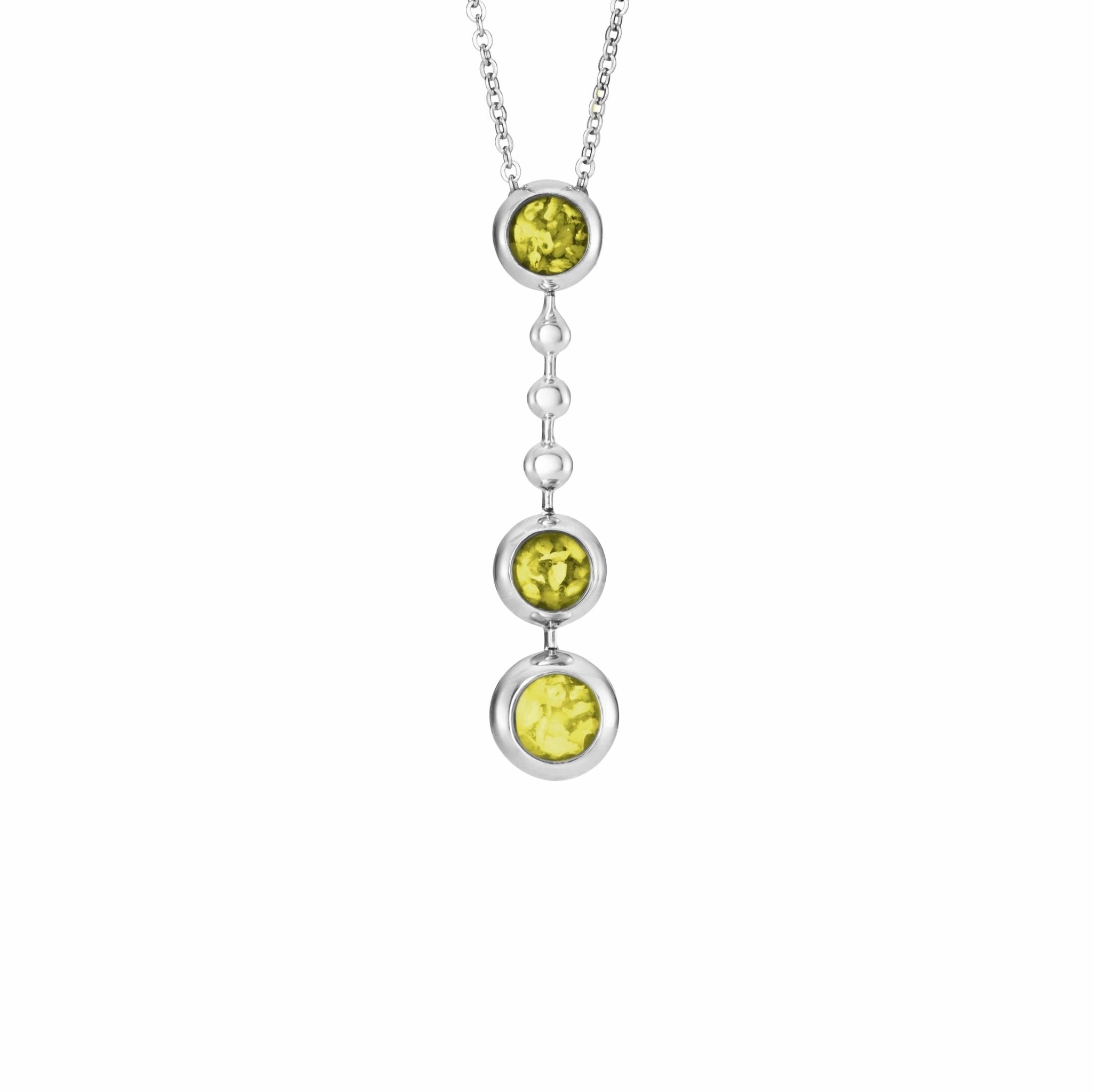 EverWith Ladies Rondure Triple Ball Drop Memorial Ashes Necklace - Sterling Silver - Yellow