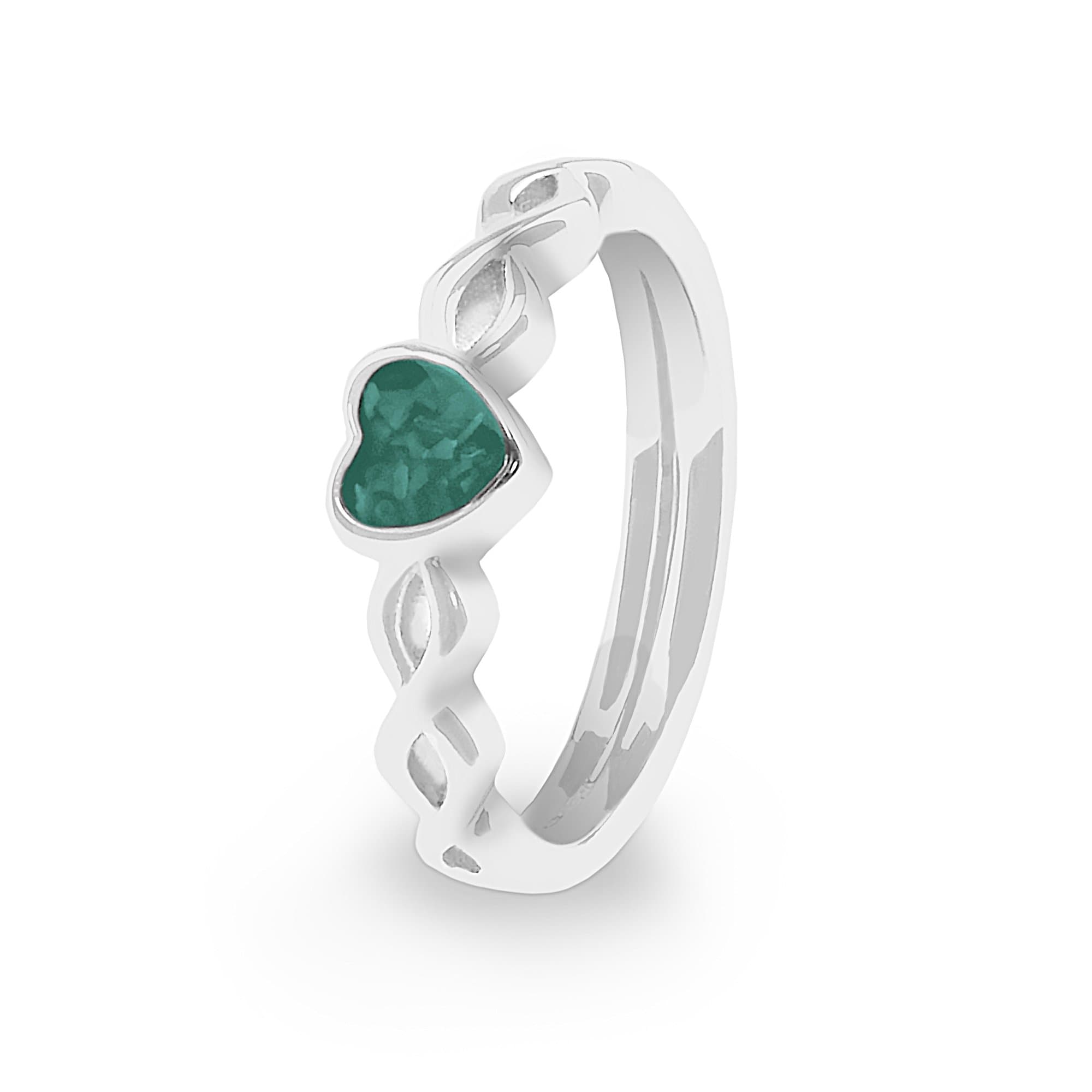 EverWith Ladies Beau Memorial Ashes Ring - Sterling Silver - Aqua