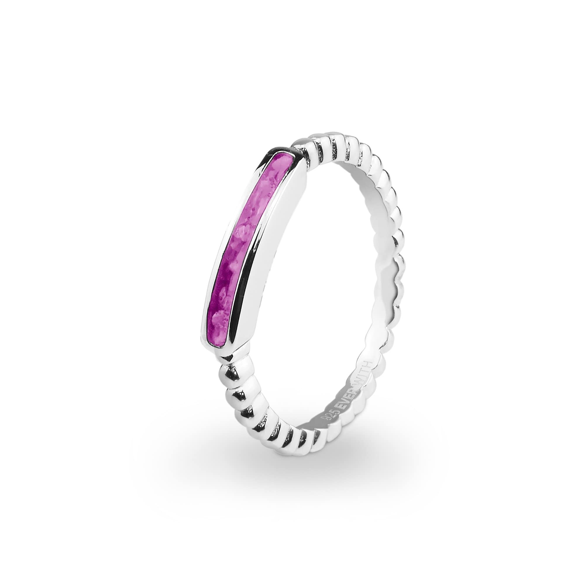 EverWith Ladies Channel Bubble Band Memorial Ashes Ring - 9k White Gold - Pink