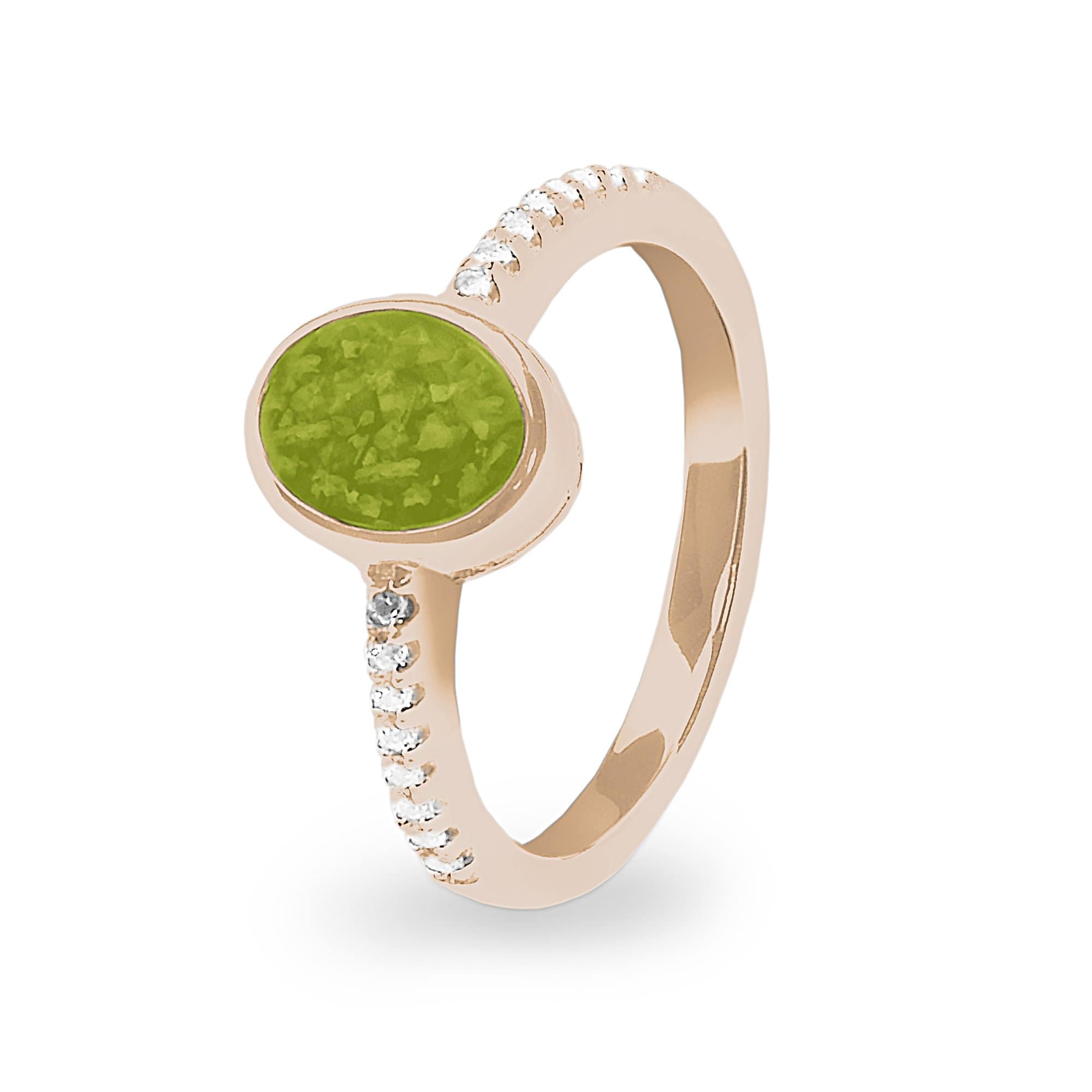 EverWith Ladies Guard Memorial Ashes Ring - 9k Rose Gold - Green