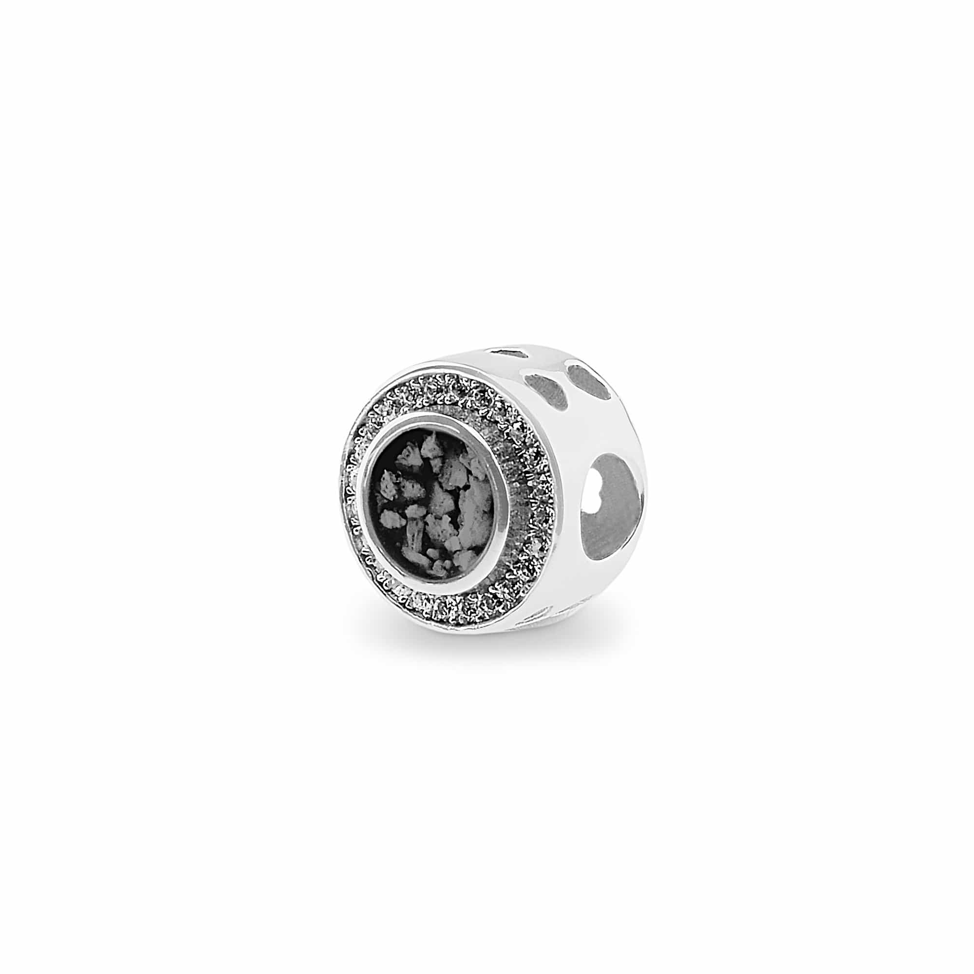 EverWith Admire Memorial Ashes Charm Bead with Fine Crystals - 9k White Gold - Black