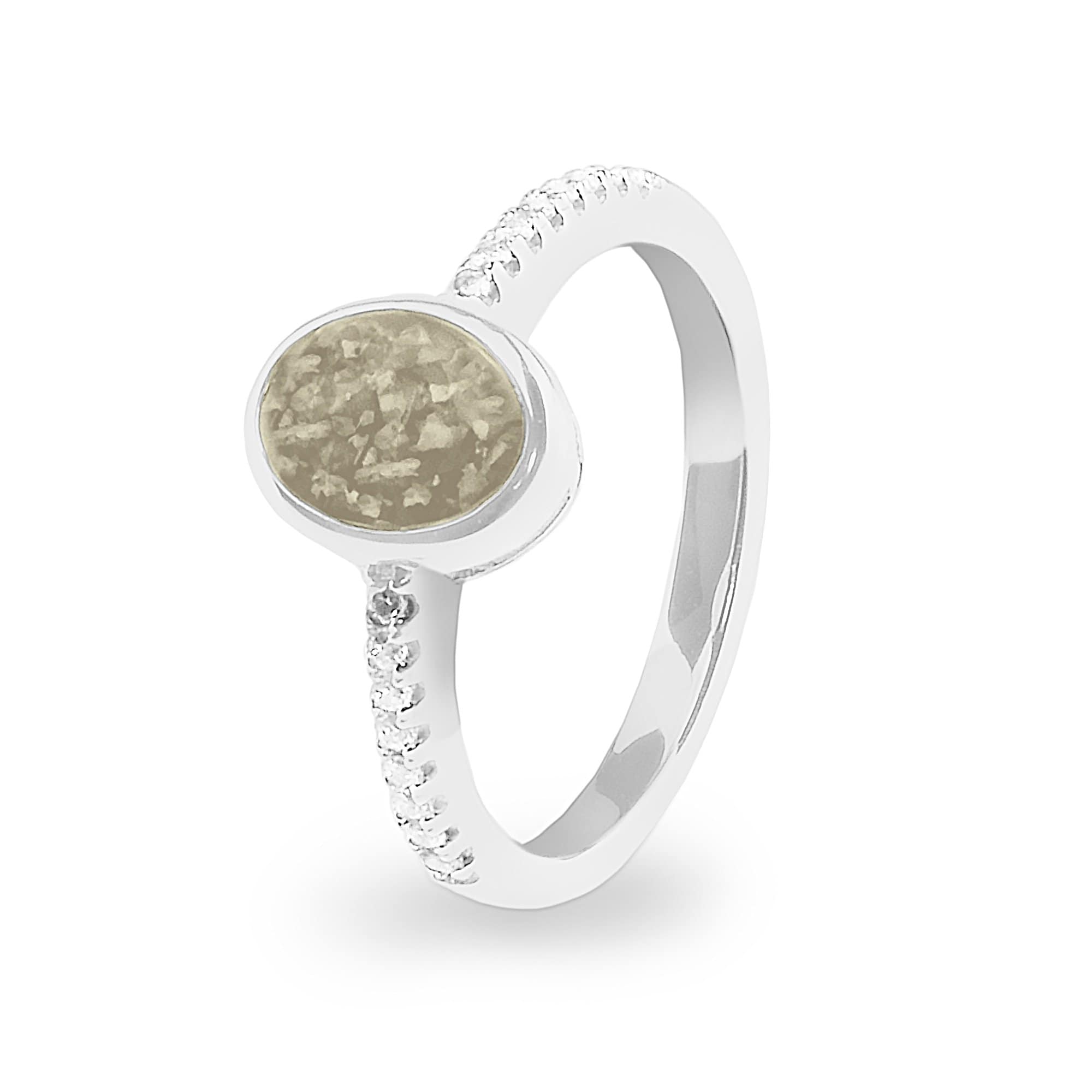 EverWith Ladies Guard Memorial Ashes Ring - 9k White Gold - Transparent