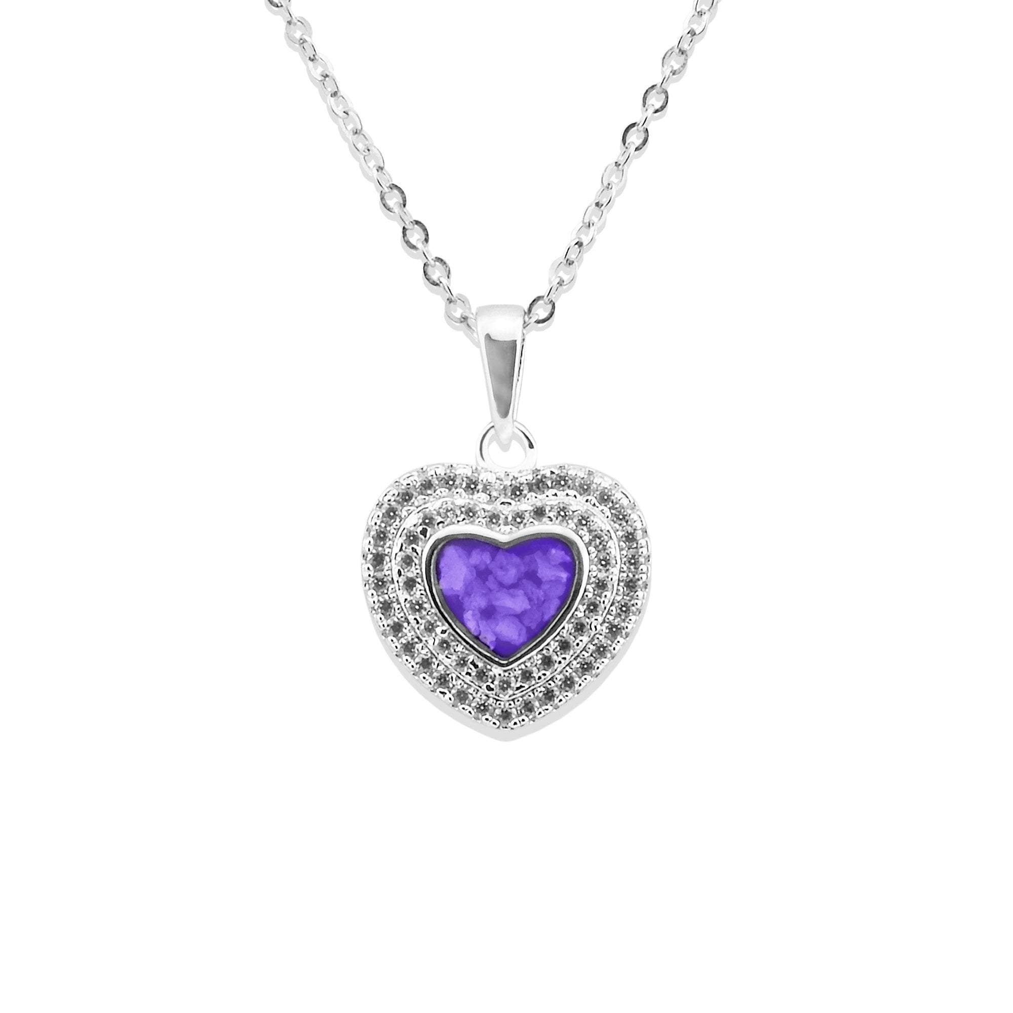 EverWith Ladies Cherish Memorial Ashes Pendant with Fine Crystals - Sterling Silver - Purple