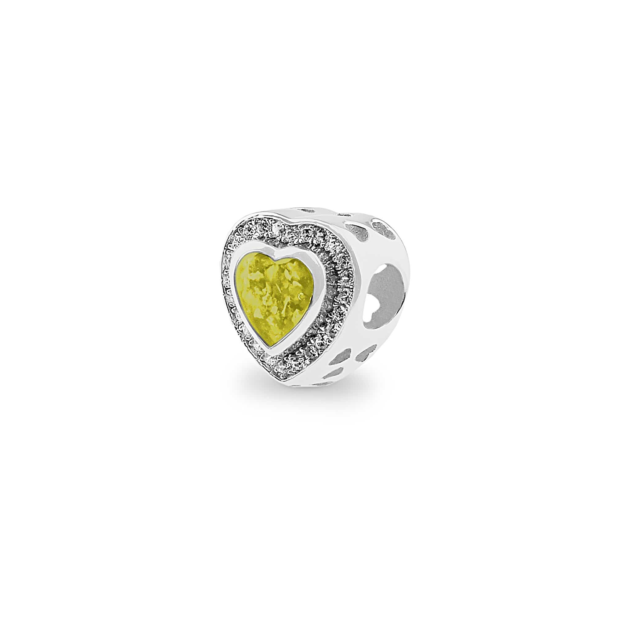 EverWith Comfort Memorial Ashes Charm Bead with Fine Crystals - Sterling Silver - Yellow