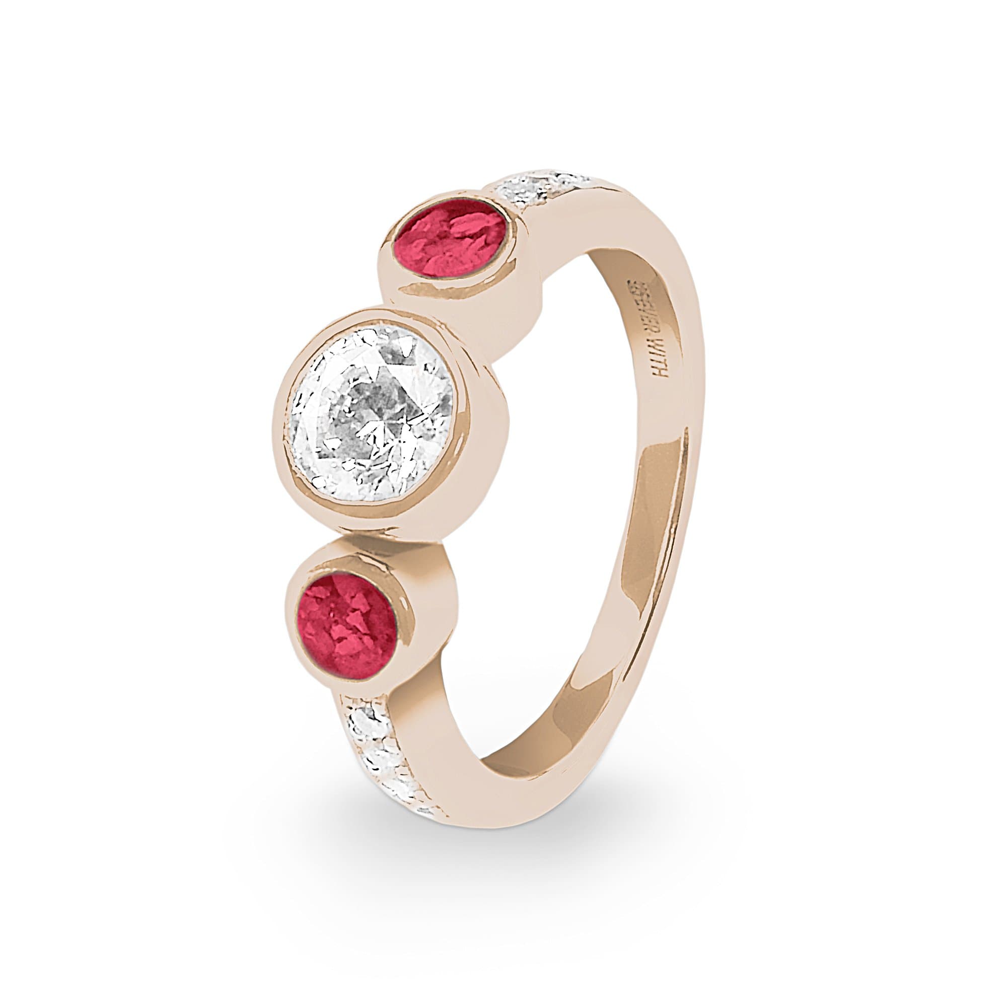 EverWith Ladies Jewel Memorial Ashes Ring with Fine Crystal - 9k Rose Gold - Red