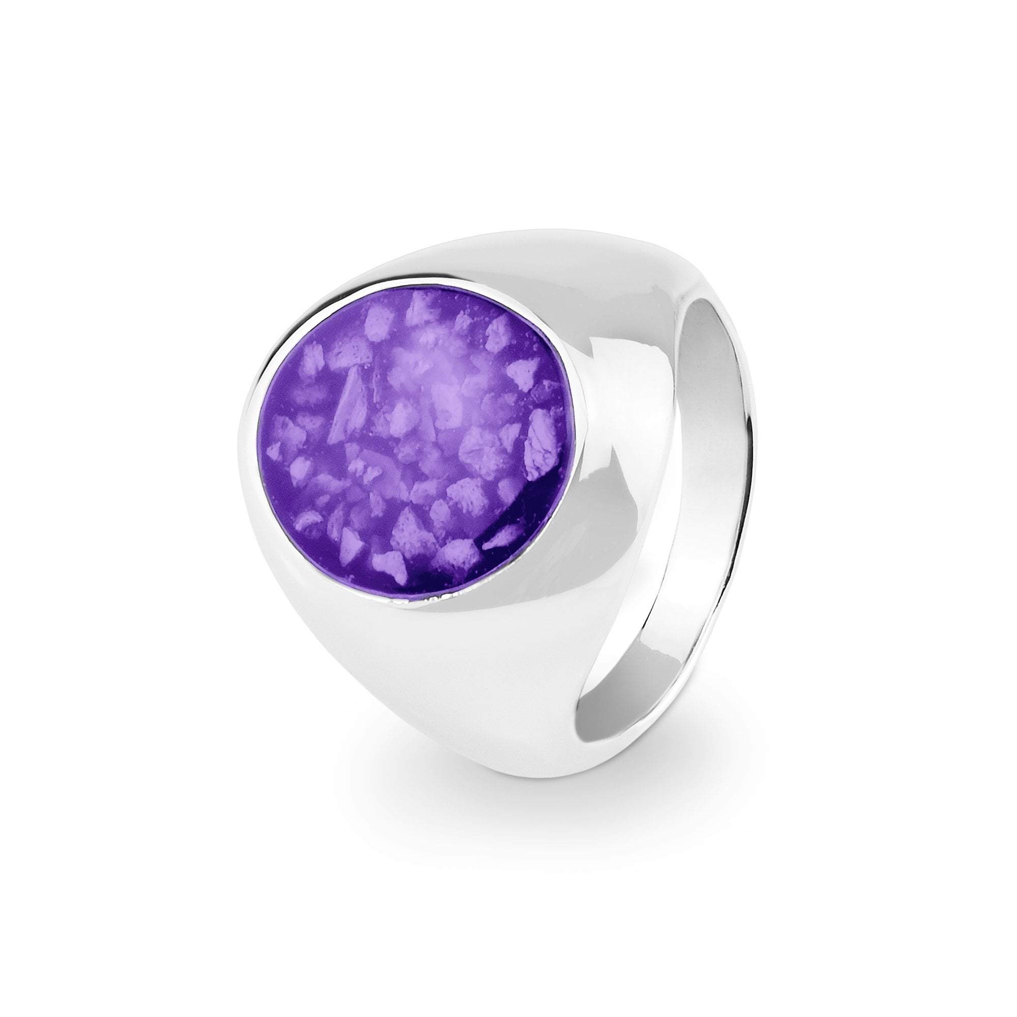 EverWith Gents Signet Memorial Ashes Ring - 9k White Gold - Purple