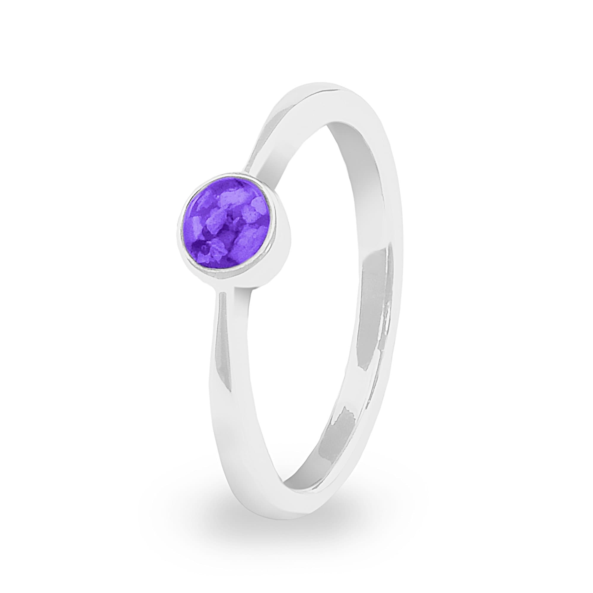 EverWith Ladies Bijou Memorial Ashes Ring - 9k White Gold - Purple