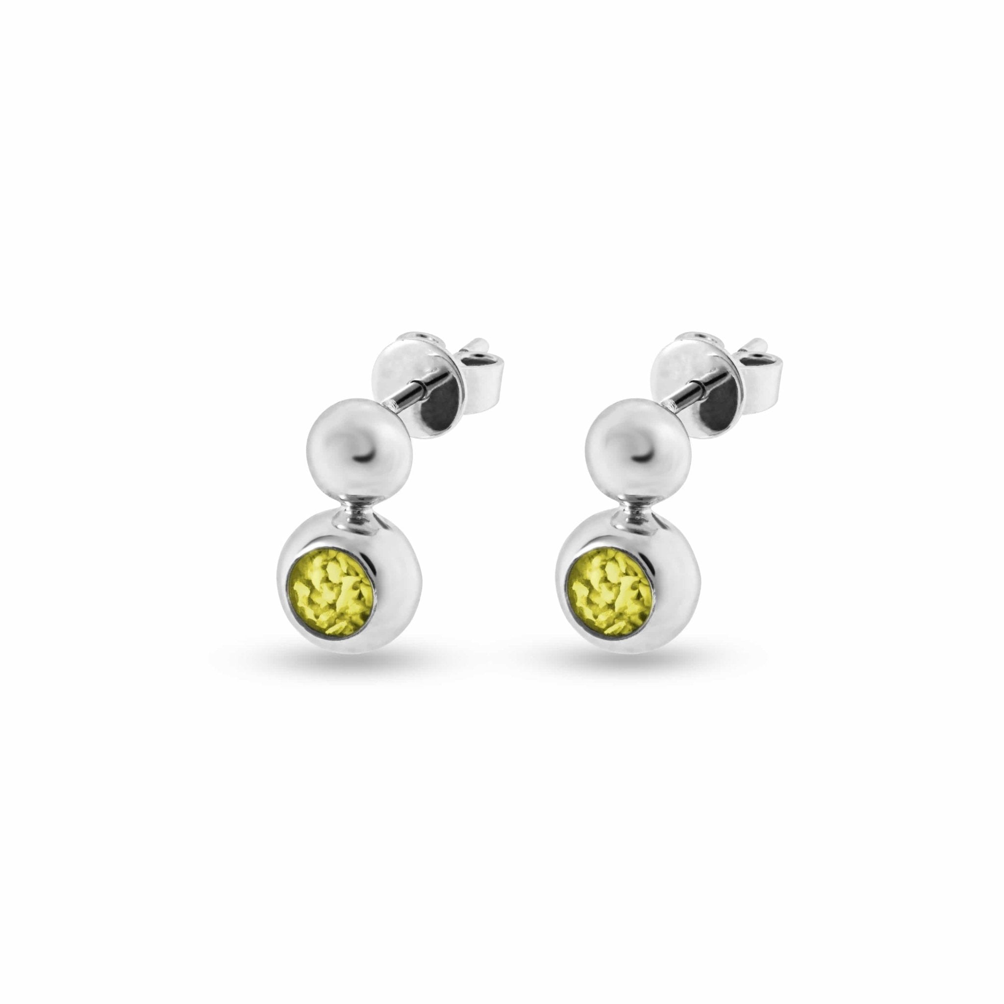 EverWith Ladies Rondure Drop Memorial Ashes Earrings - Sterling Silver - Yellow