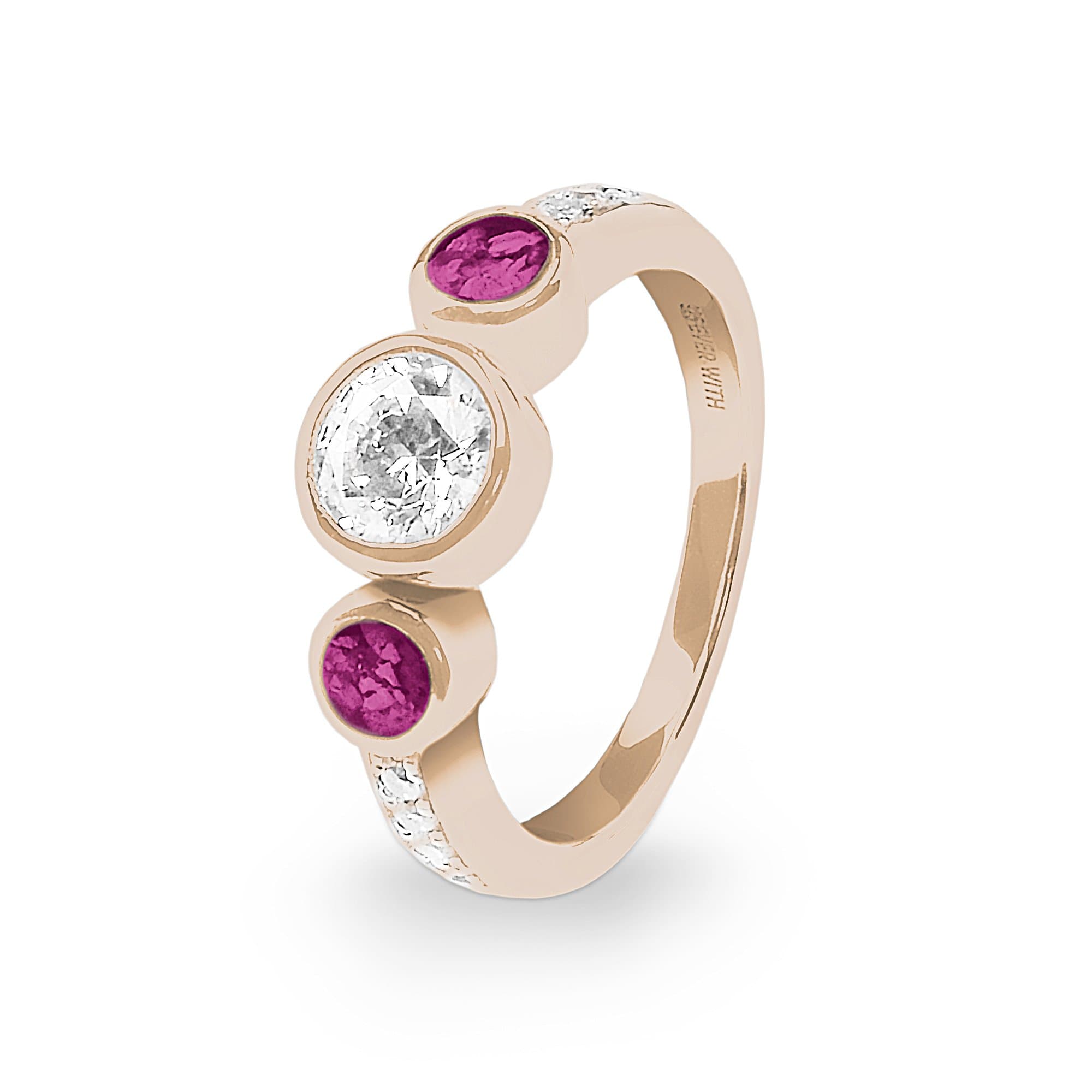 EverWith Ladies Jewel Memorial Ashes Ring with Fine Crystal - 9k Rose Gold - Violet