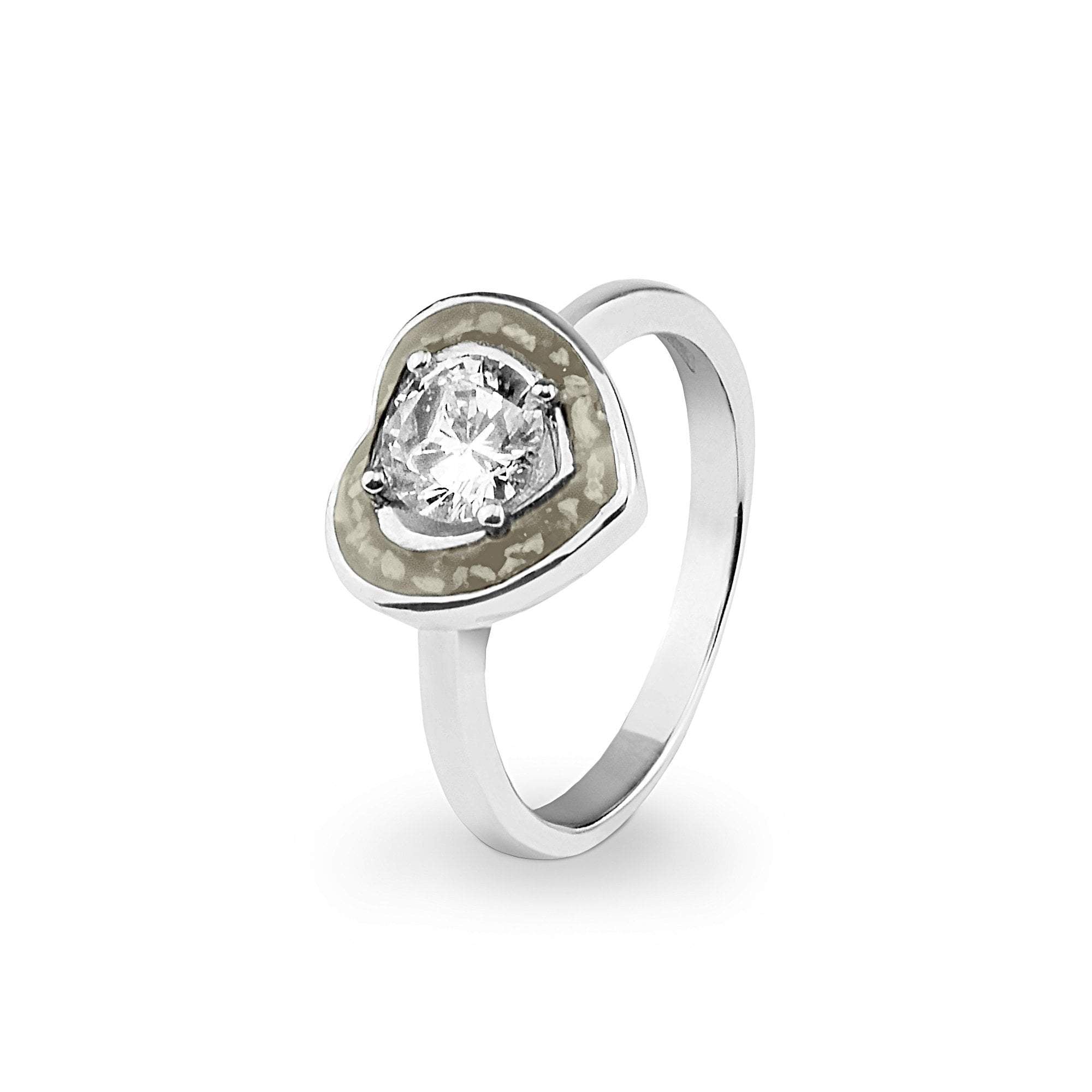 EverWith Ladies Beloved Memorial Ashes Ring with Fine Crystal - 9k White Gold - Transparent