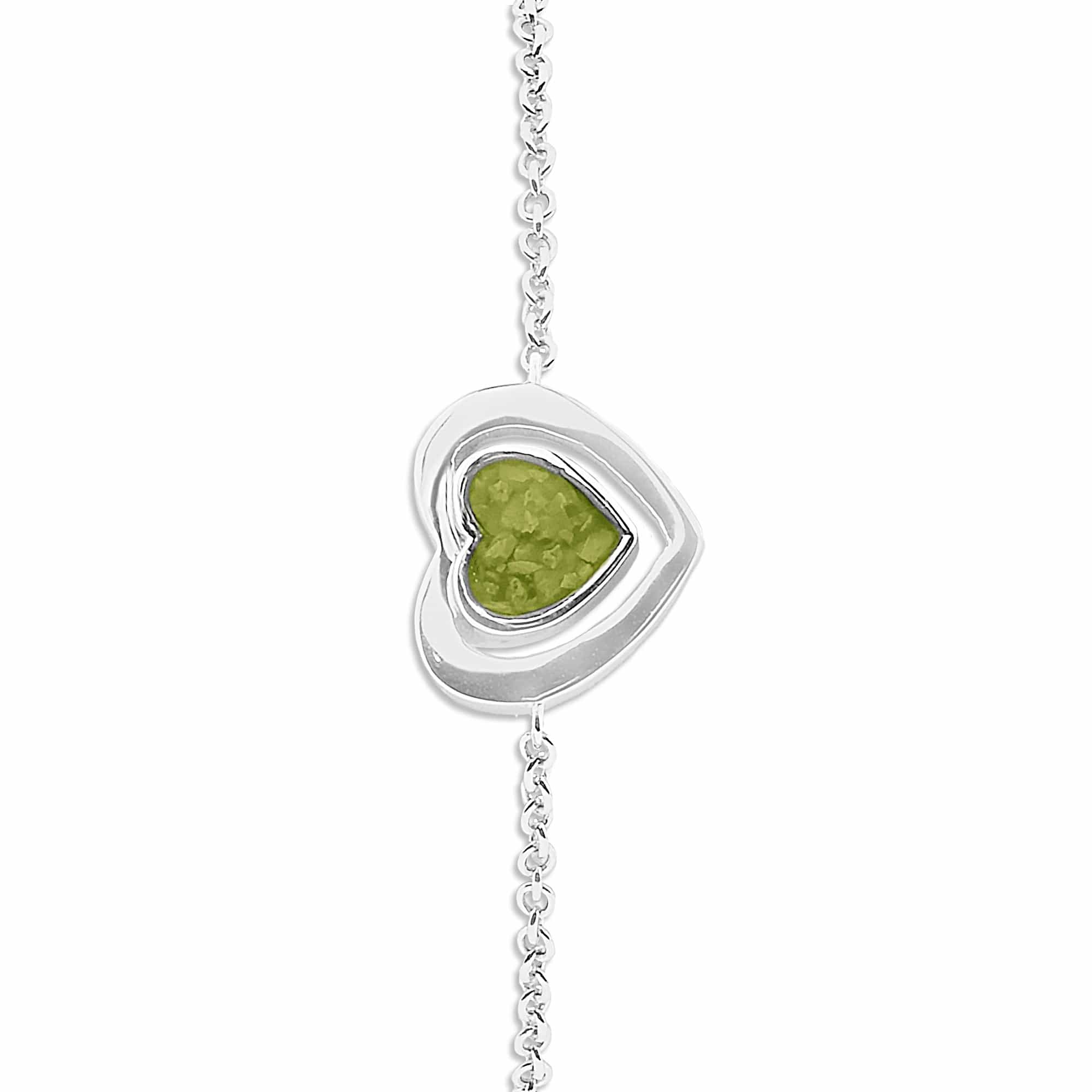 EverWith Ladies Valentine Memorial Ashes Bracelet - Sterling Silver - Green
