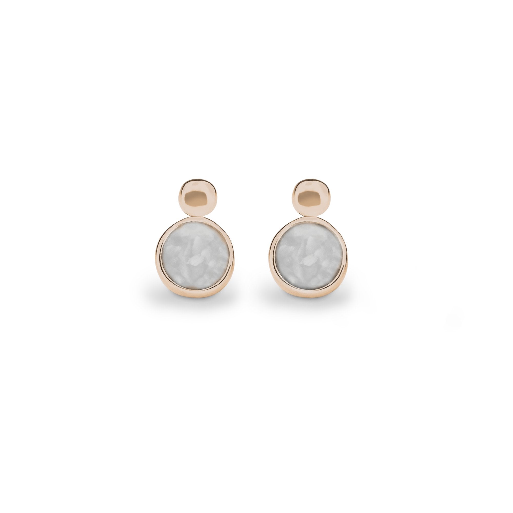 EverWith Delicate Drop Memorial Ashes Earrings - 9k Rose Gold - White