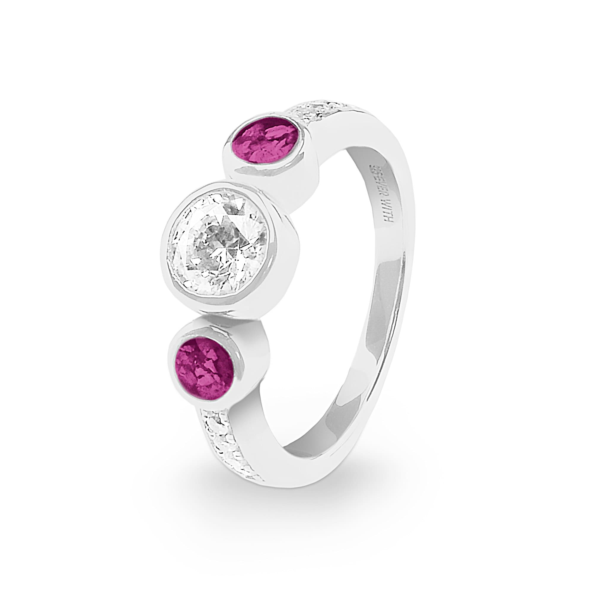 EverWith Ladies Jewel Memorial Ashes Ring with Fine Crystal - 9k White Gold - Violet