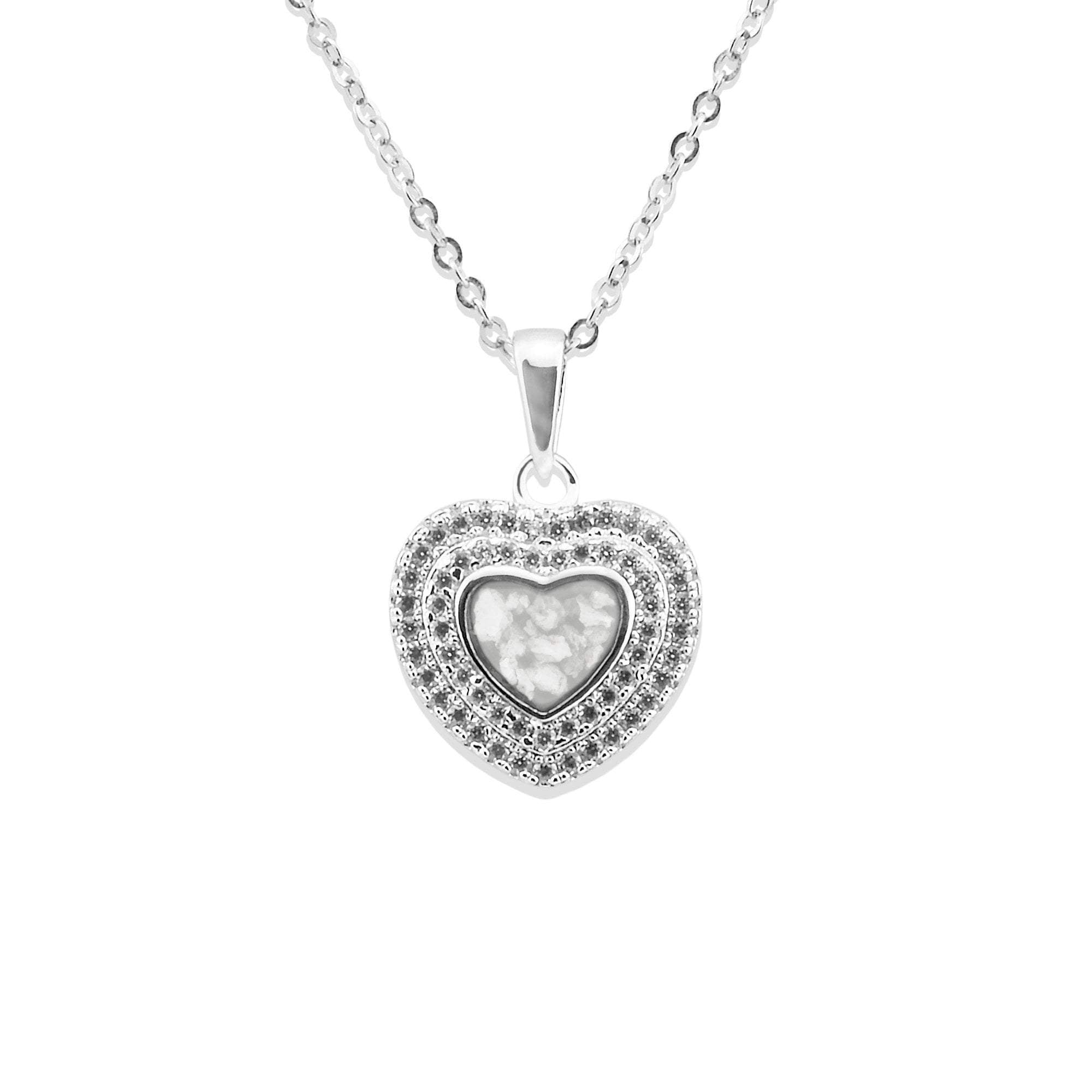 EverWith Ladies Cherish Memorial Ashes Pendant with Fine Crystals - Sterling Silver - White