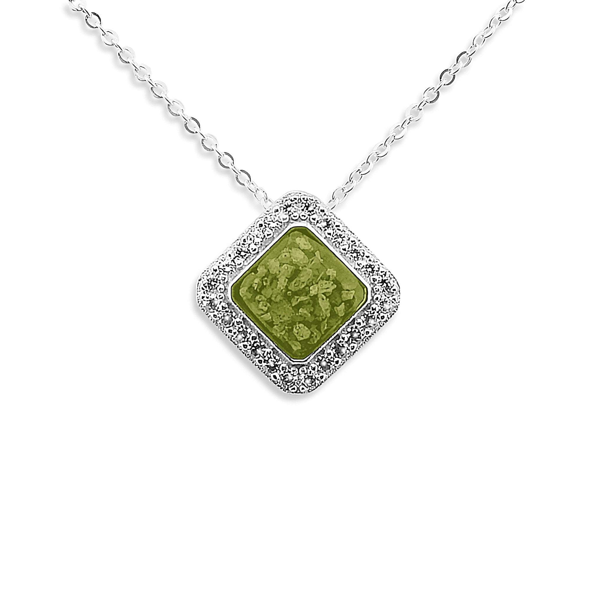 EverWith Ladies Bless Memorial Ashes Pendant with Fine Crystals - Sterling Silver - Green